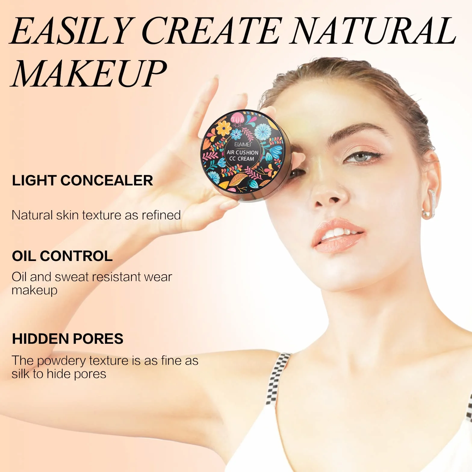 Fondotinta CC Crema con Fungo Testa D'aria Cuscino BB Crema Mushroom Head Air Cushion CC Cream per Trucco impeccabile, Anche Tonalità Della Pelle (Naturale)