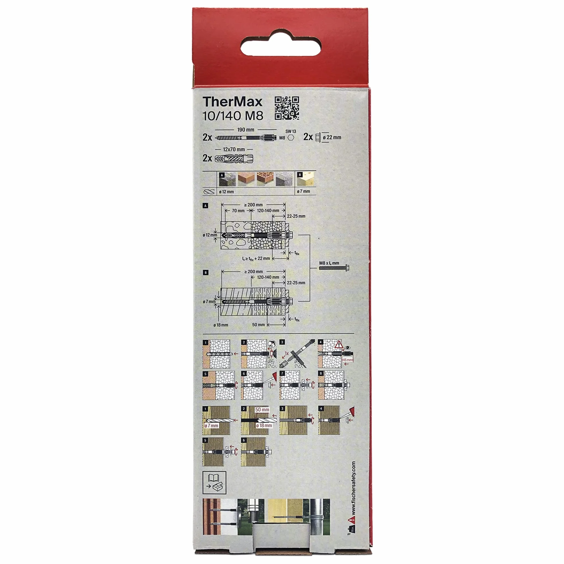 Fischer Thermax 10/140 M8 Kit 2 pz Tasselli do Izolacji Max 140 mm