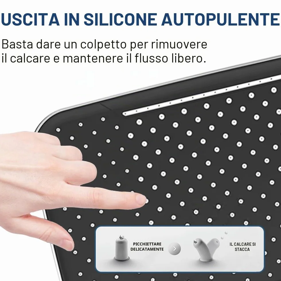 Soffione Doccia Grande 33cm Parete Docce Fisse Anticalcare Regolabile 360°