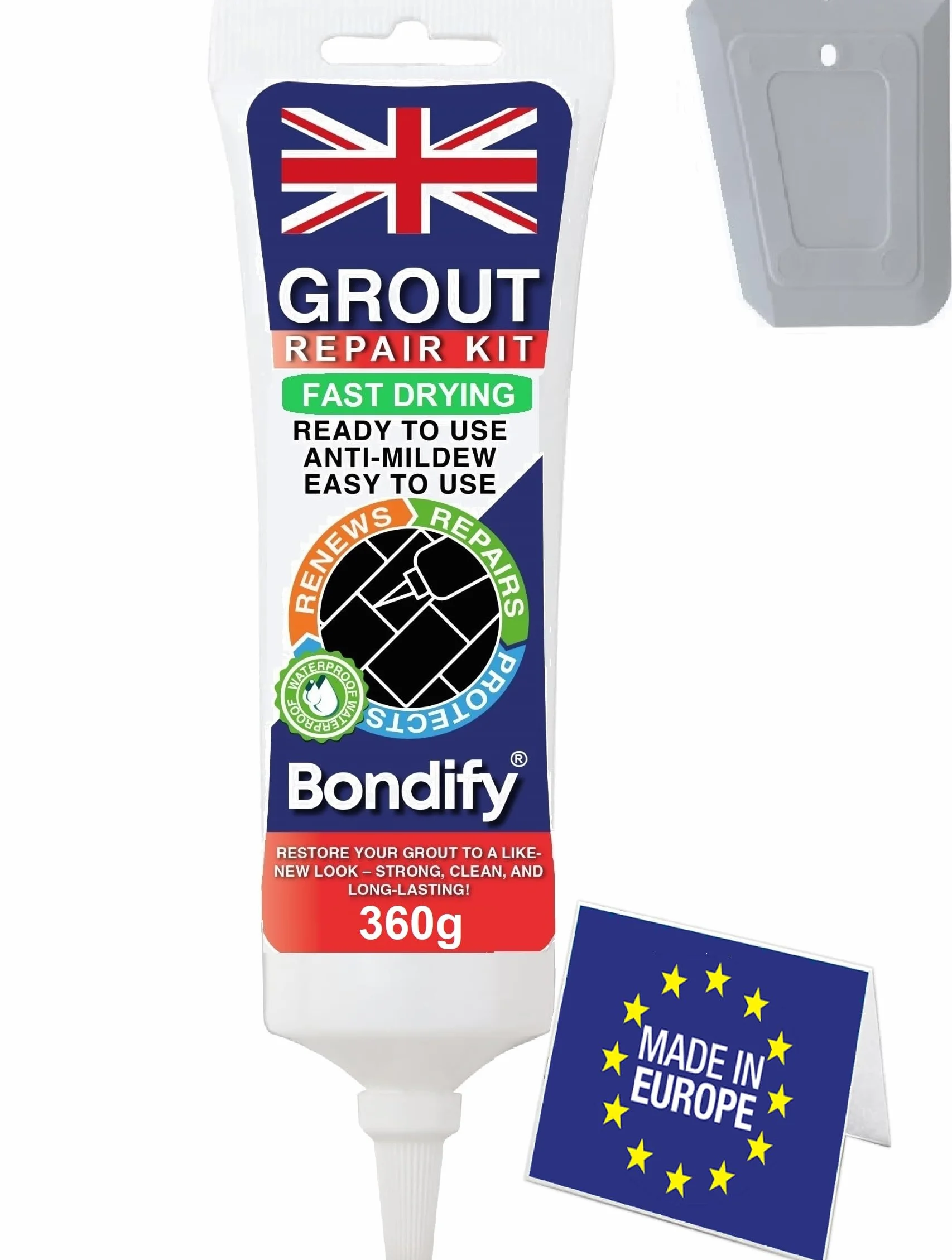 Kit Riparazione Fughe Piastrelle Grigio, Asciugatura Rapida 360g ANTI-MUFFA, Grout Repair Kit, Stucco per Fughe Pavimento