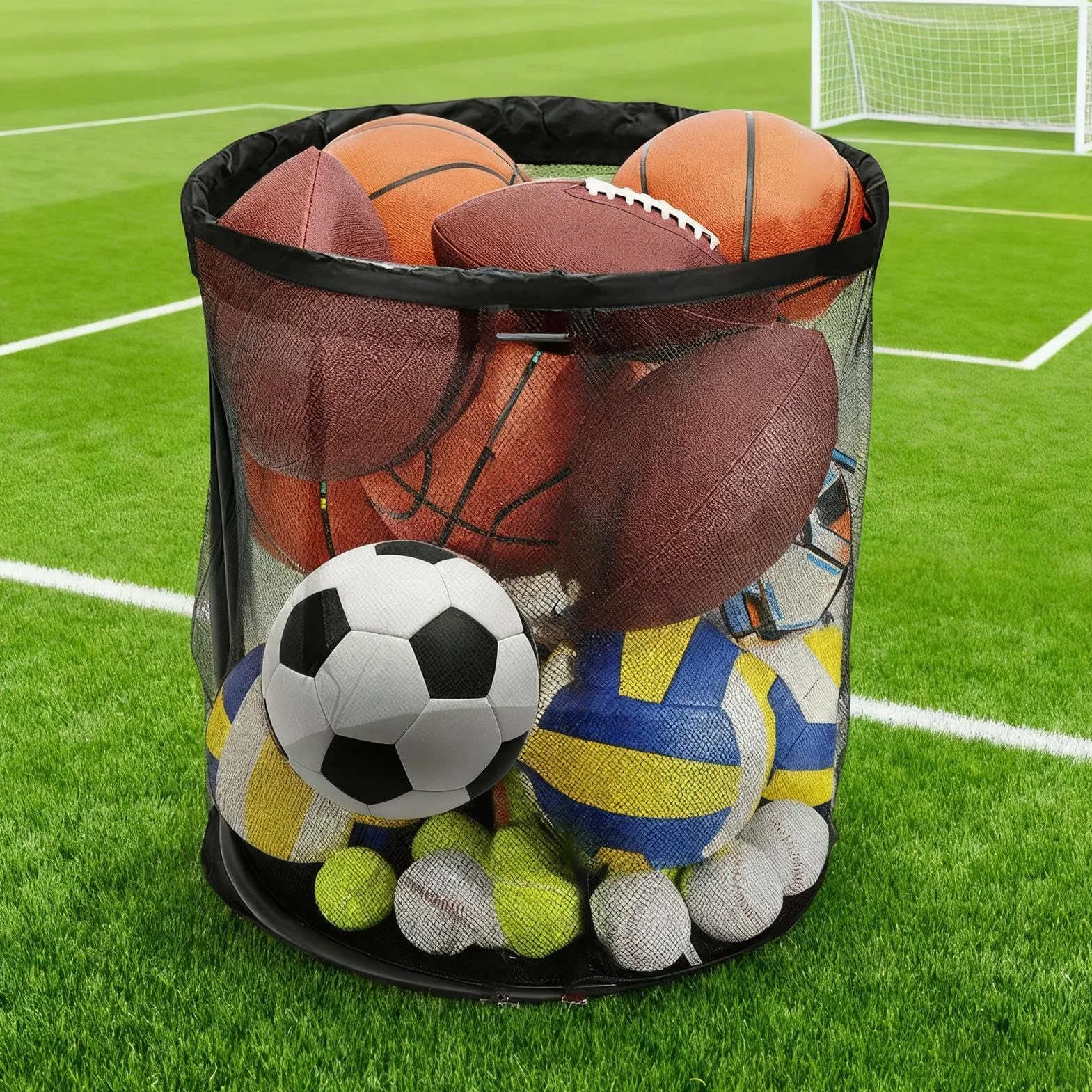Contenitore per Palle Portapalle da Garage Grande Capacità Esterno Sport