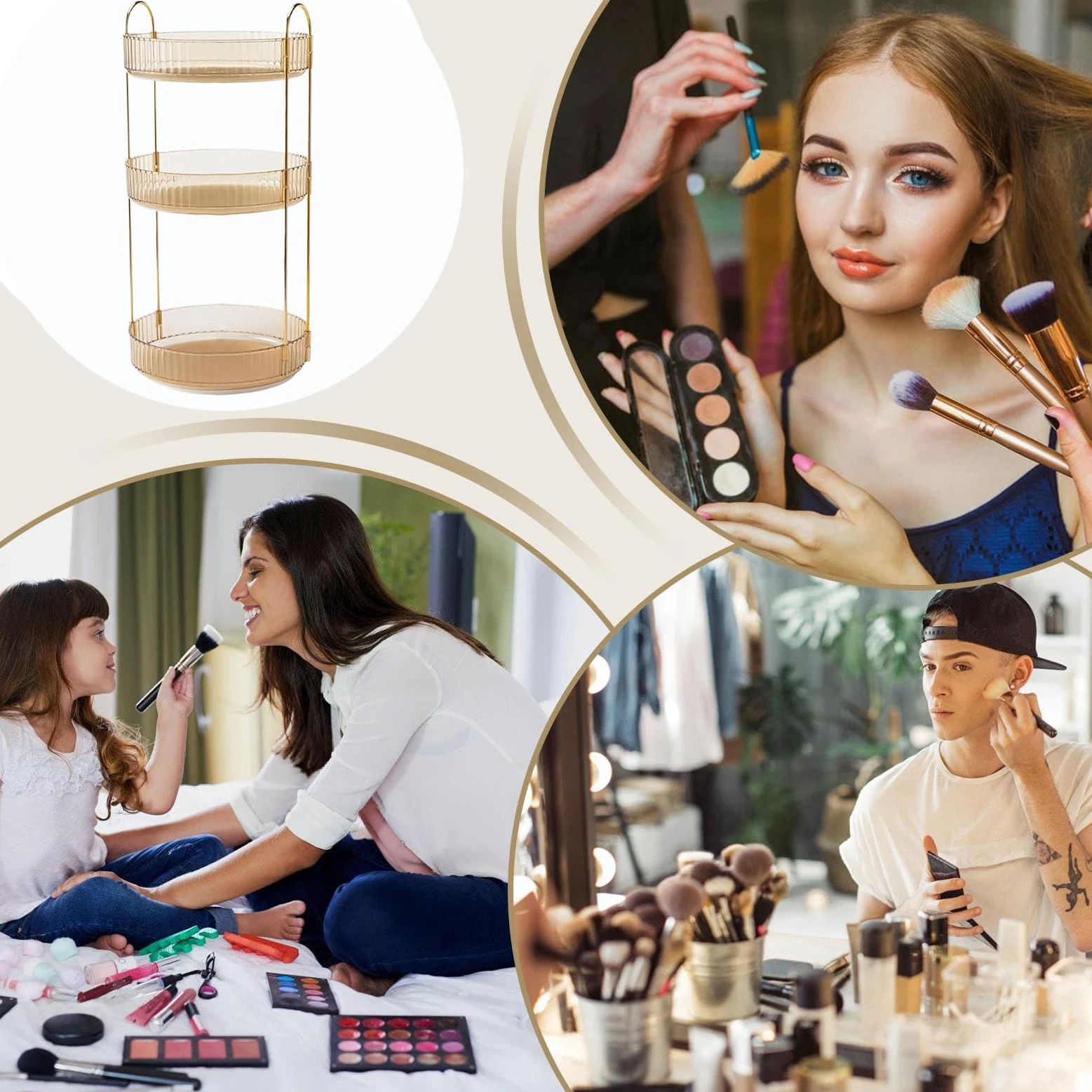 Organizzatore Di Trucco Girevole Organizzatore Trucco A 360 Gradi Rotante | Contenitore Silenzioso Con Design Ampio E Moderno Per Bagno Cassetta Toeletta Camera Da