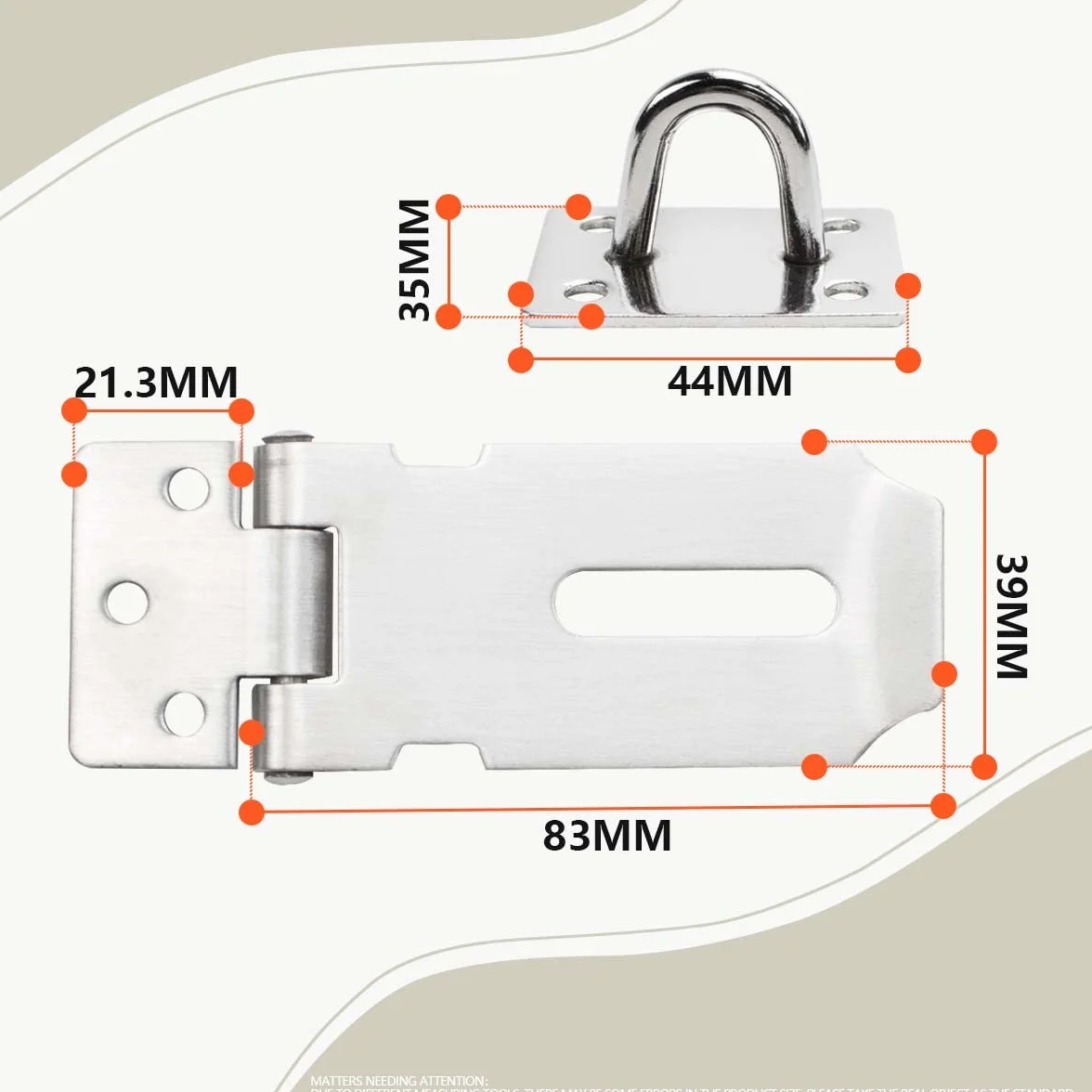 Bwintech 4 Pezzi Lucchetto Hasp Latch 3 Pollice (75mm) 304 Acciaio Inox Serratura per Porta Shed Gate Cabinet