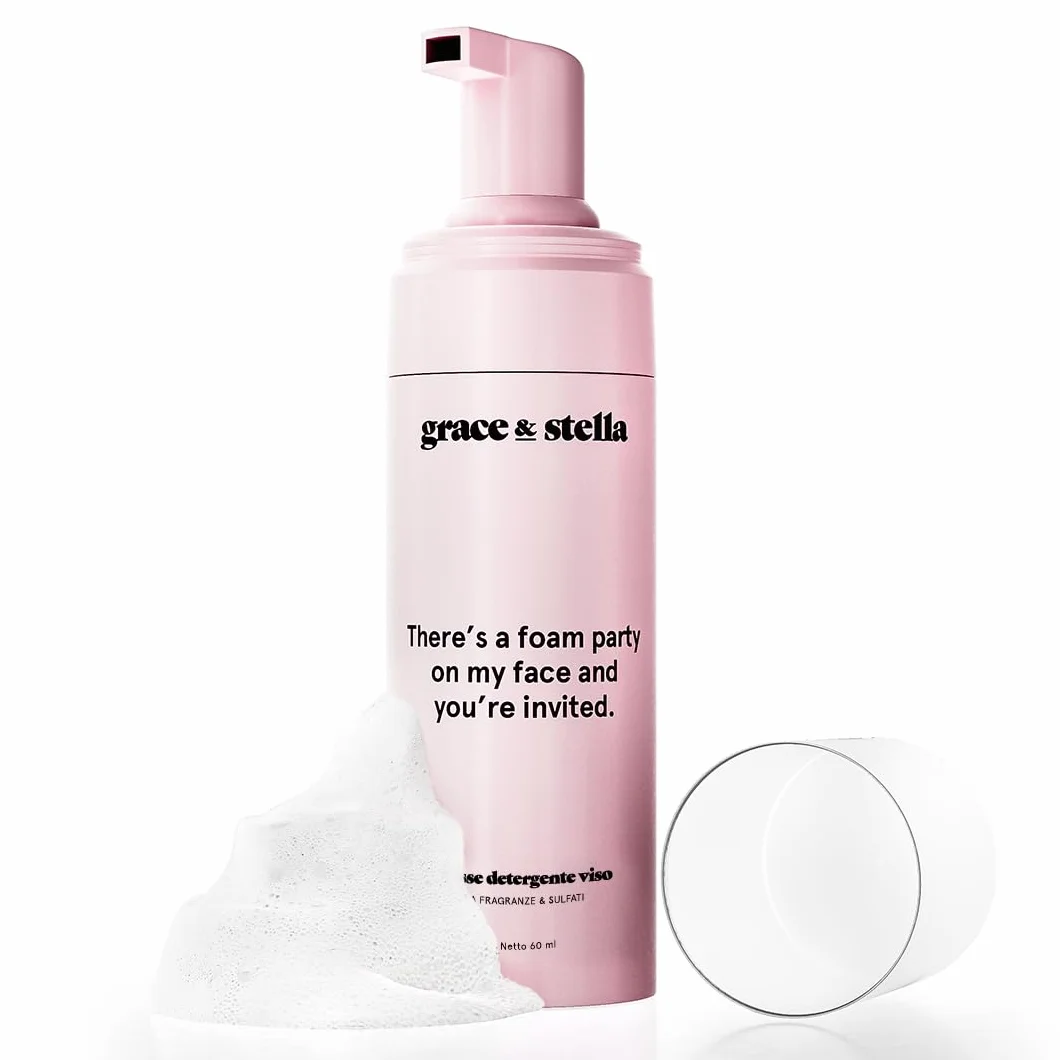 Mousse Detergente Viso Pelle Mista e Sensibile (60 ml) – Vincitore Skin Award, Formula Vegan, Priva di Fragranze – Detergente Schiumogeno Viso con Acido Ialuronico – Schiuma Detergente Viso Delicato