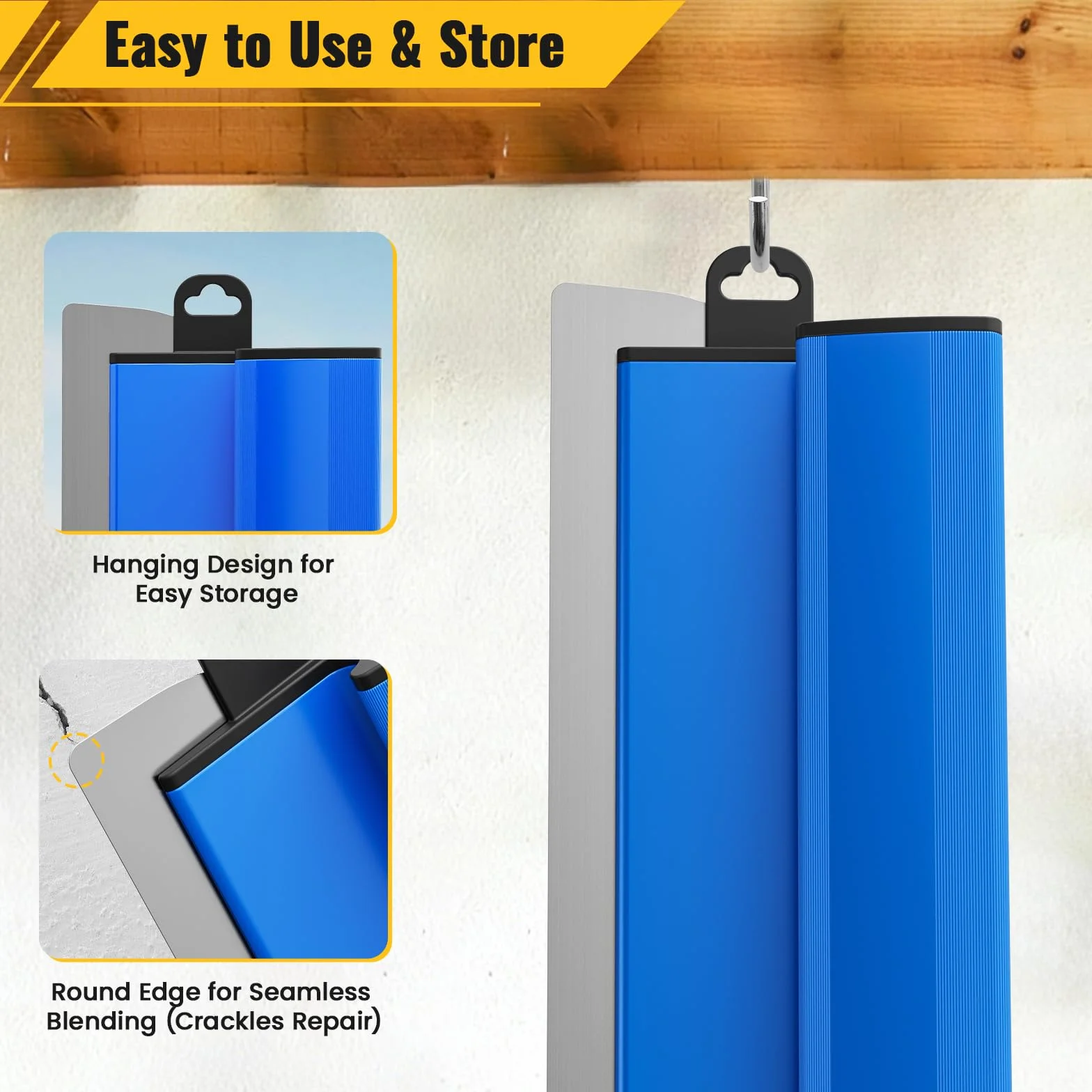 Set spatole 40 cm lama lisciante acciaio inox 0,45 mm manico ergonomico 34,5 cm per cartongesso intonaco stucco