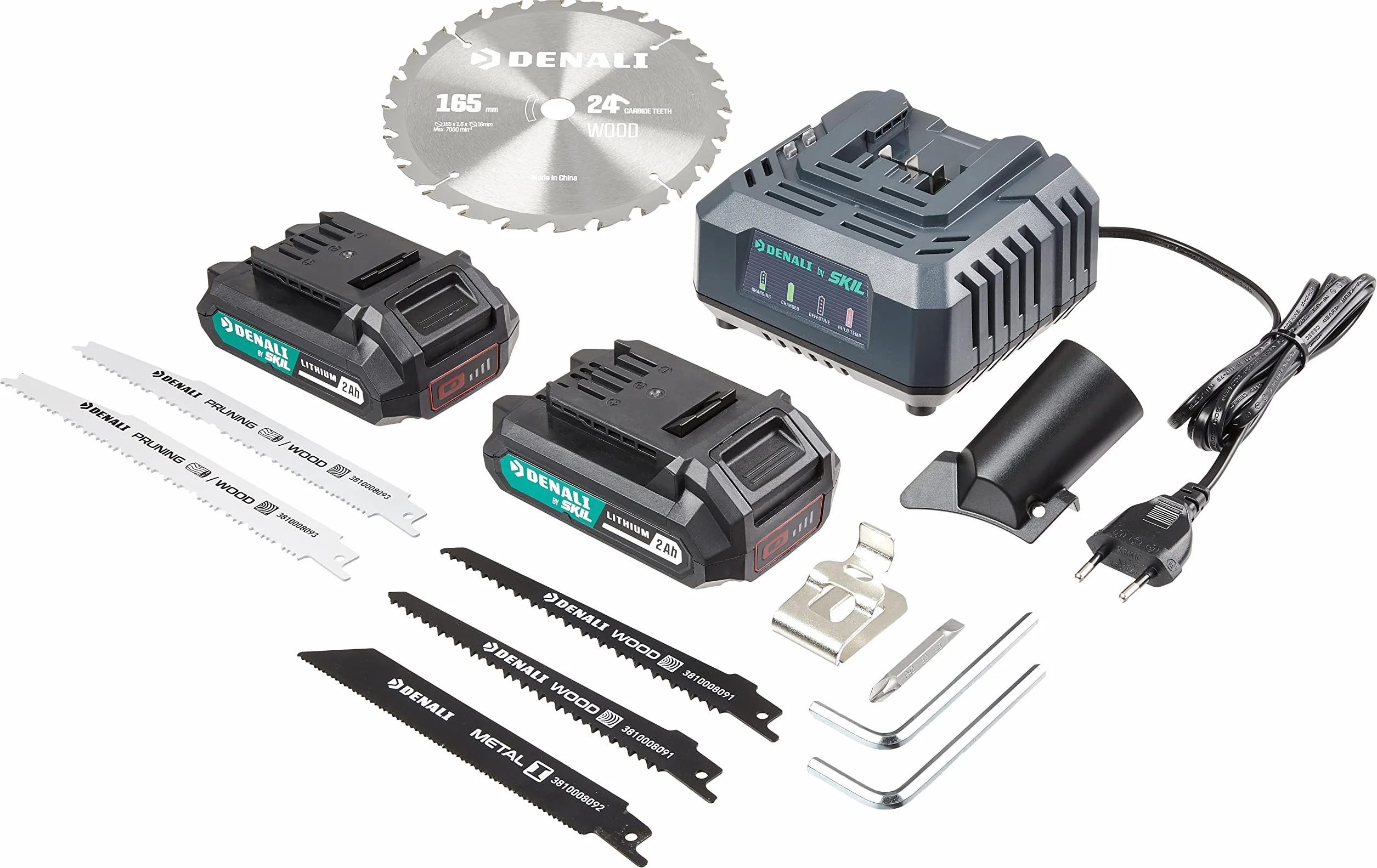 Marchio Amazon Denali SKIL Kit Trapano Seghetto Alternativo Sega Circolare Faretto 18V 20V max 2 Batterie 2.0Ah Caricabatteria Blu