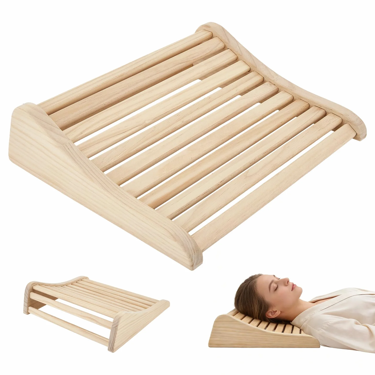 Poggiatesta Sauna in Legno 2 Pezzi, Cuscino Testa Cedro Naturale 37x33x10cm