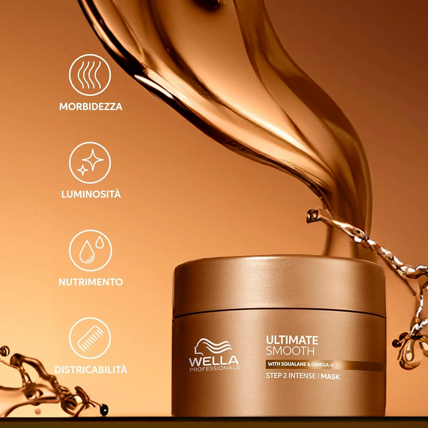 Wella Professionals Ultimate Smooth Shampoo, Conditioner e Maschera - con Squalano e Omega 9 - Ristrutturante Capelli Secchi, Opachi e Crespi (250 ml, 200 ml e 150 ml)