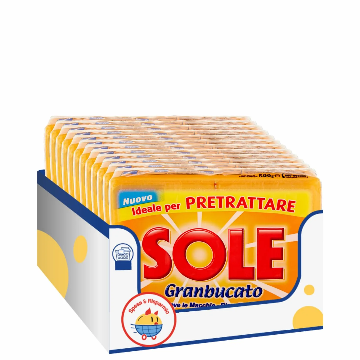 Sapone per Bucato al Profumo di Marsiglia – Confezione 2x500g kit con Spugna Brandizzata SPESA & RISPARMIO Inclusa – Variazioni 4/8/12 Pezzi (12)