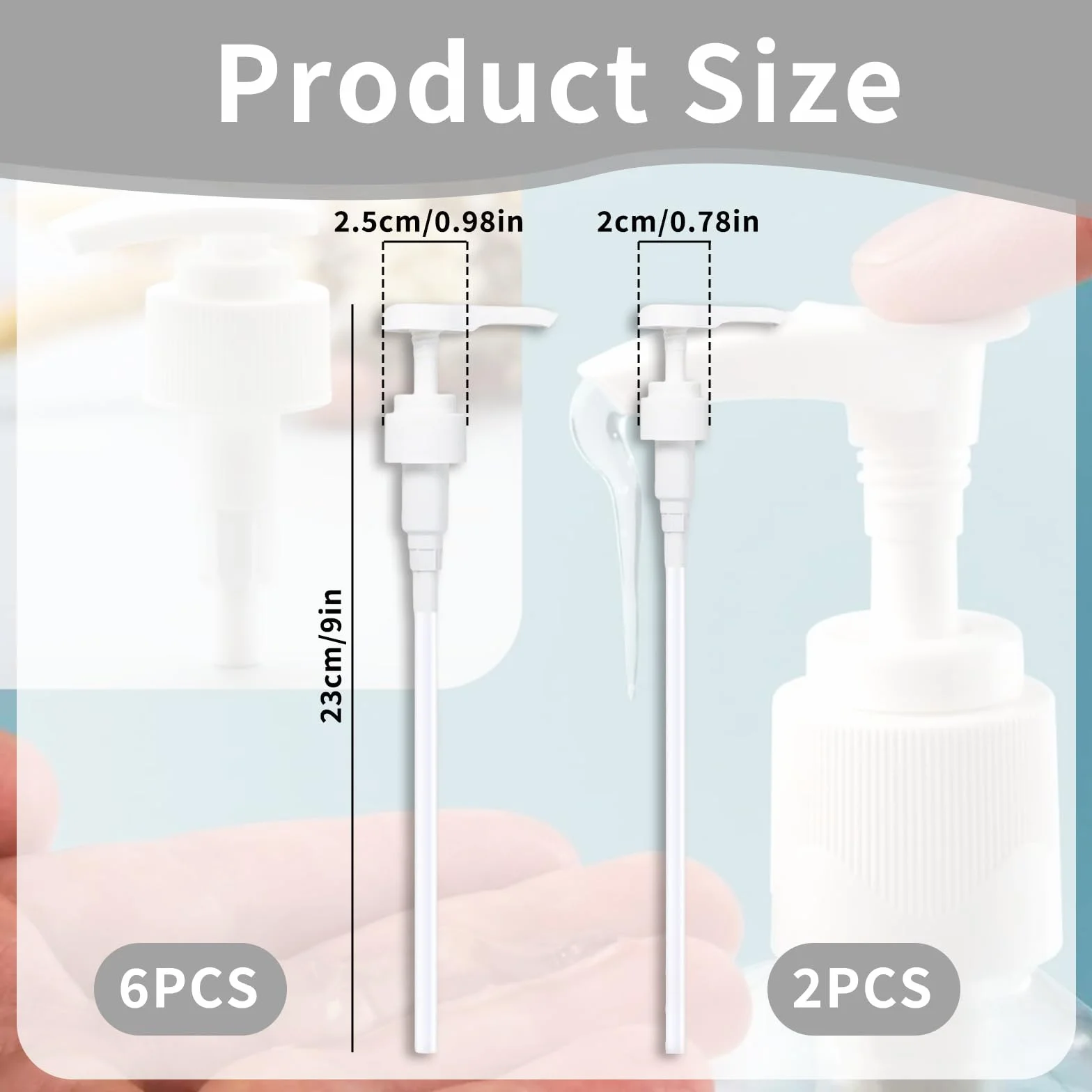 8 Dosatori per Dosaggio - Pompa per Sciroppo per Bottiglie da 500ml/1000ml, Compatibile con Tappi 28/410 e 24/410, Perfetta per Sciroppi, Shampoo e Balsami (Bianco, 0.5/1L)