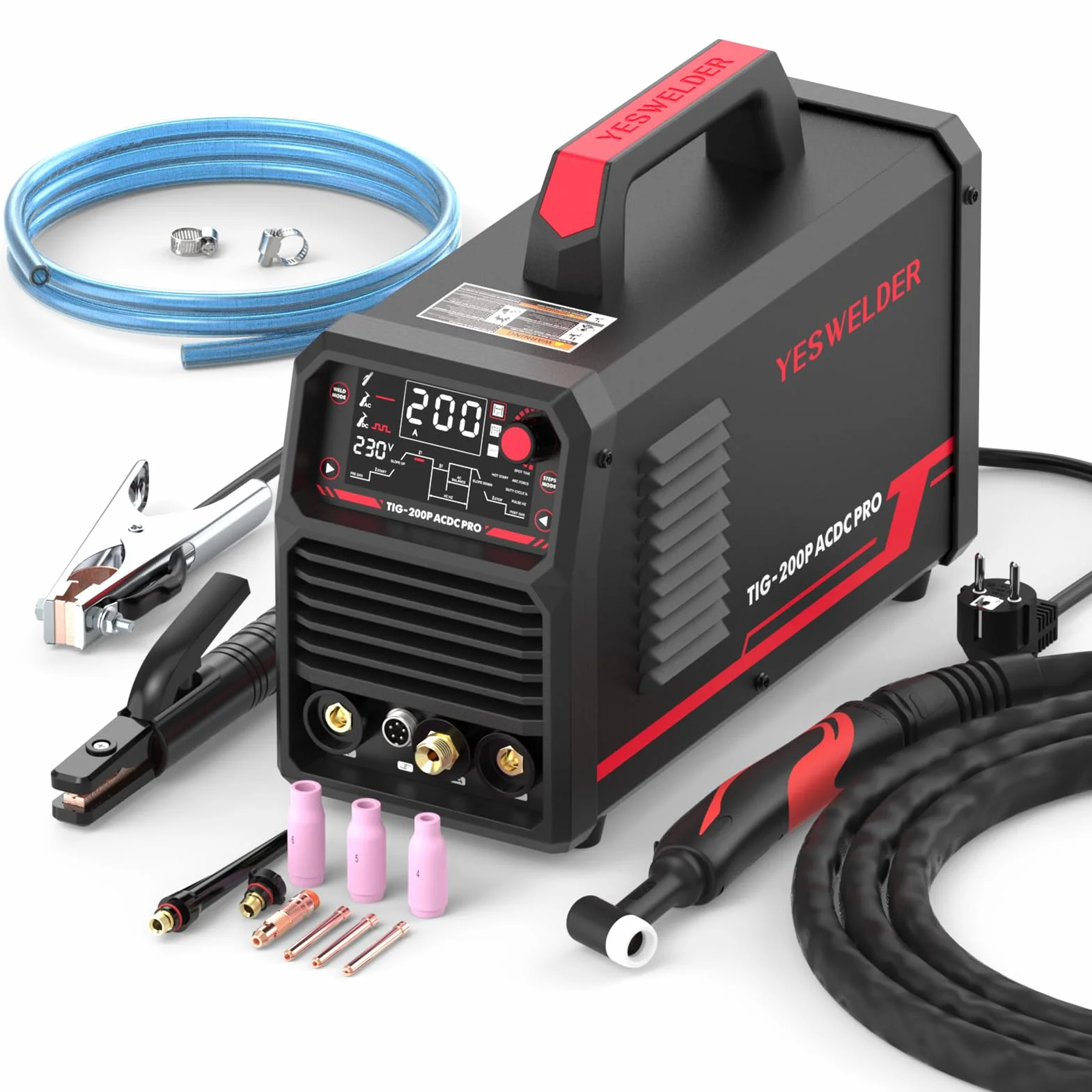 YESWELDER 200A AC/DC TIG Saldatrice Inverter Digitale 230V con Impulso Grande Display LED