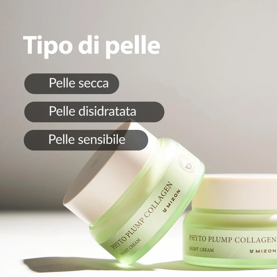 [Mizon] Crema Notte al Collagene Vegetale (50ml) Collagene vegano e a base vegetale, Linee sottili e rughe, Idratazione, Cura notturna (Phyto Plump Collagen Night Cream)
