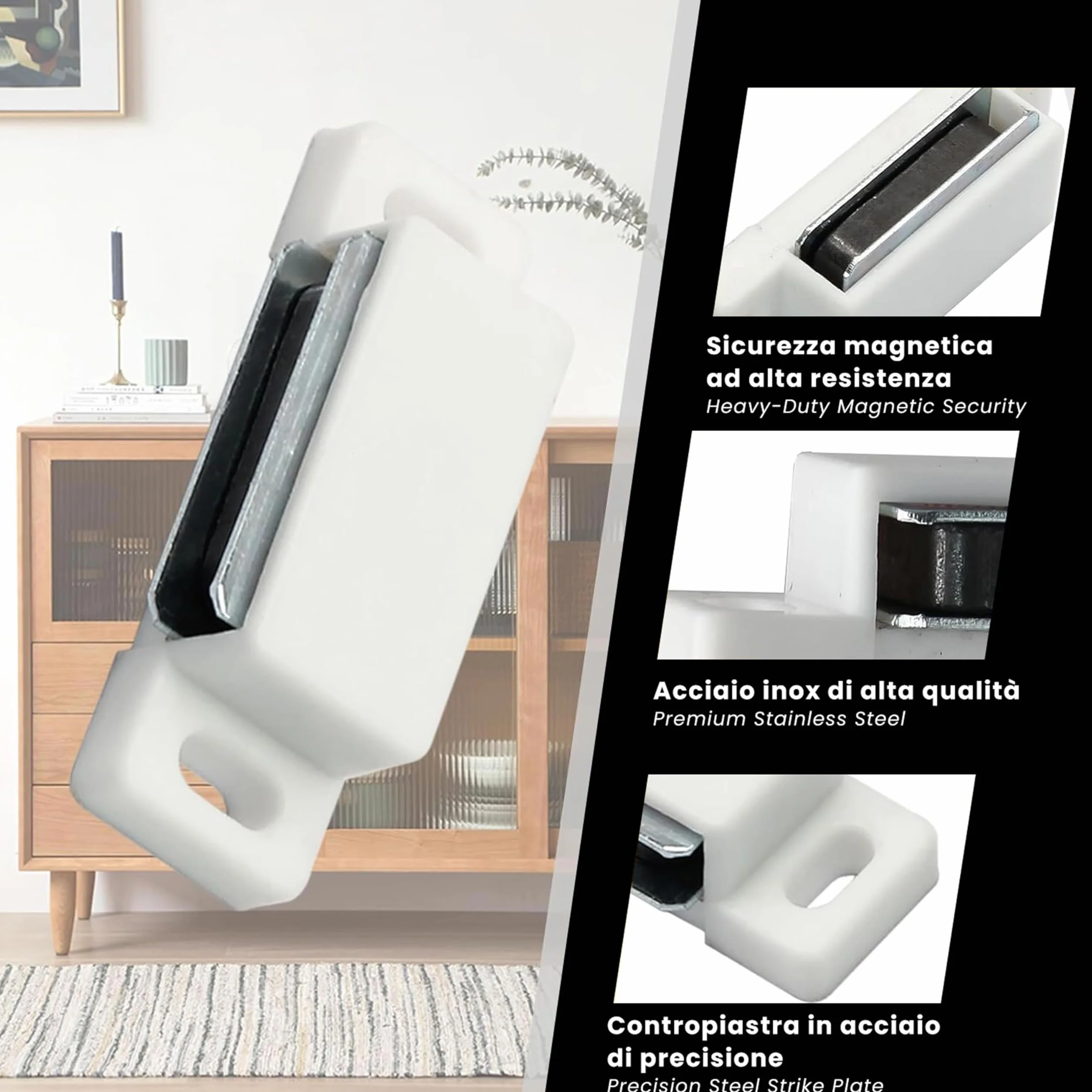 IPEA Chiusure Magnetiche per Mobili 10 PEZZI Bianco