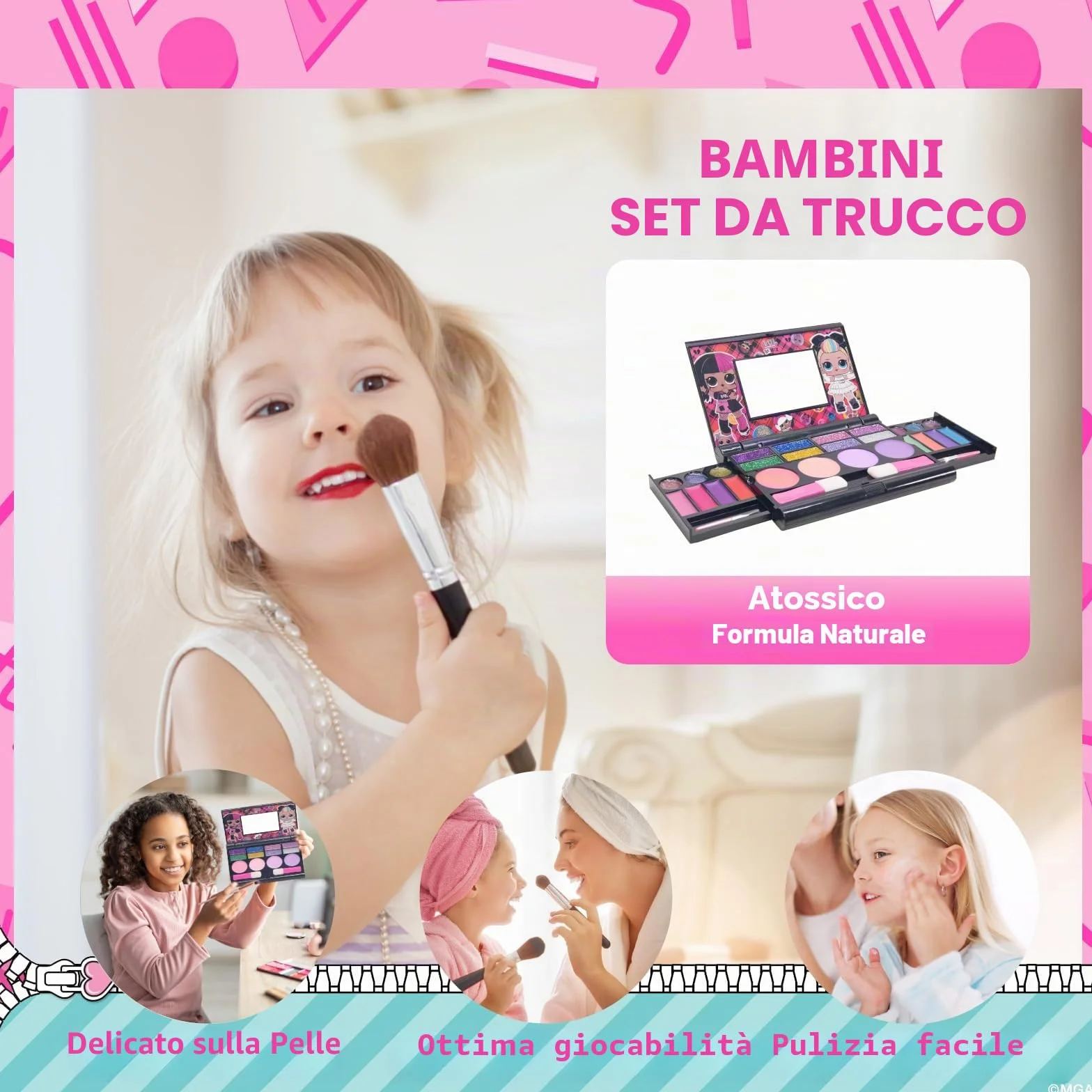 L.O.L. Surprise! Set Trucco Gloss, Ombretti, Blush e Pennelli Portatile