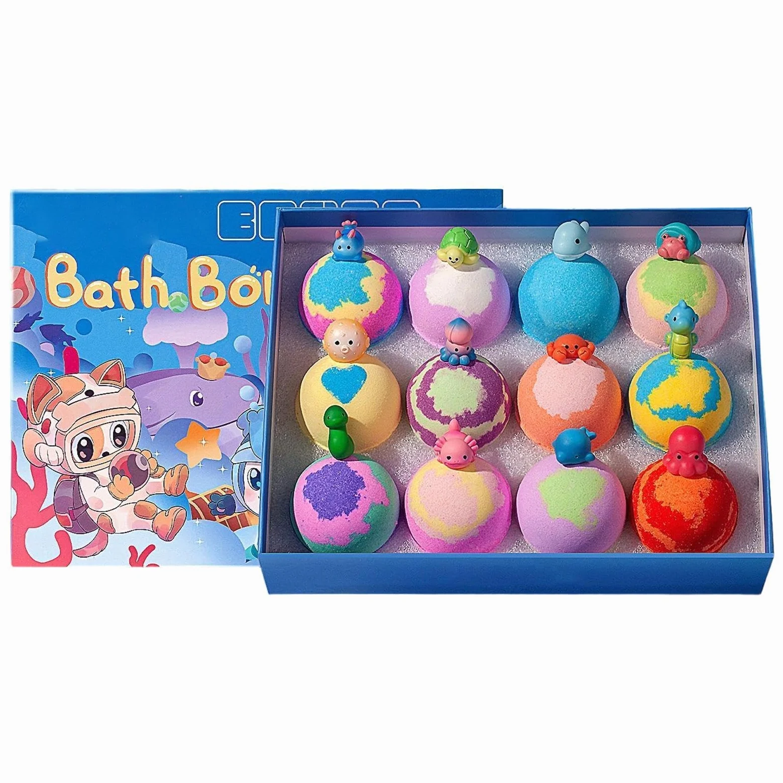 Bombe da Bagno Effervescenti 12 Pezzi Effervescenti Rinfrescanti Colorato | Regali Per Cestini Giocattoli Da Bagno per Famiglia Bambini Bambine Figlio Figlia