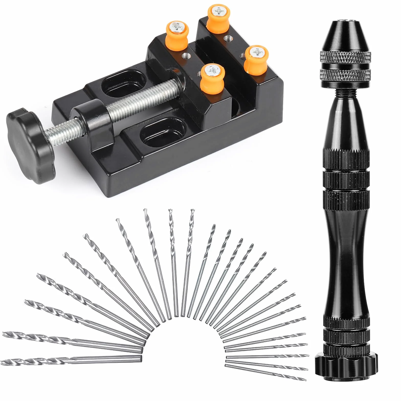 Set di trapani a mano ZWOOS, mini trapano con 25 punte elicoidali per legno