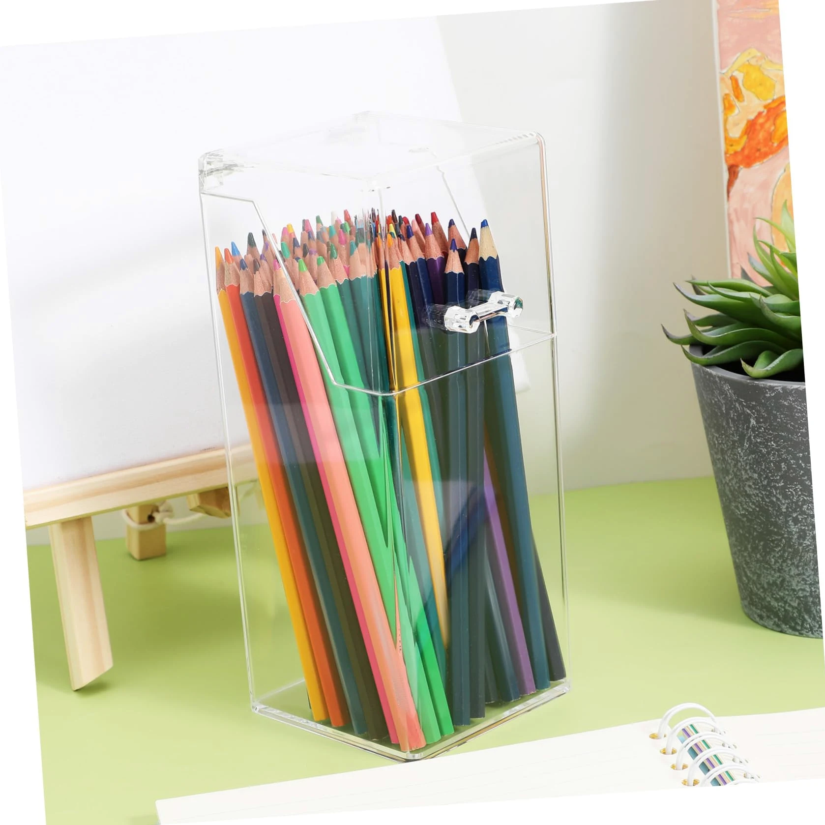 2 Pezzi Organizer in Acrilico Trasparente con Contenitori Pennelli e Cosmetici Resistenti Allacqua Capacità Ampia per Scrivania e Spazi Ordinati