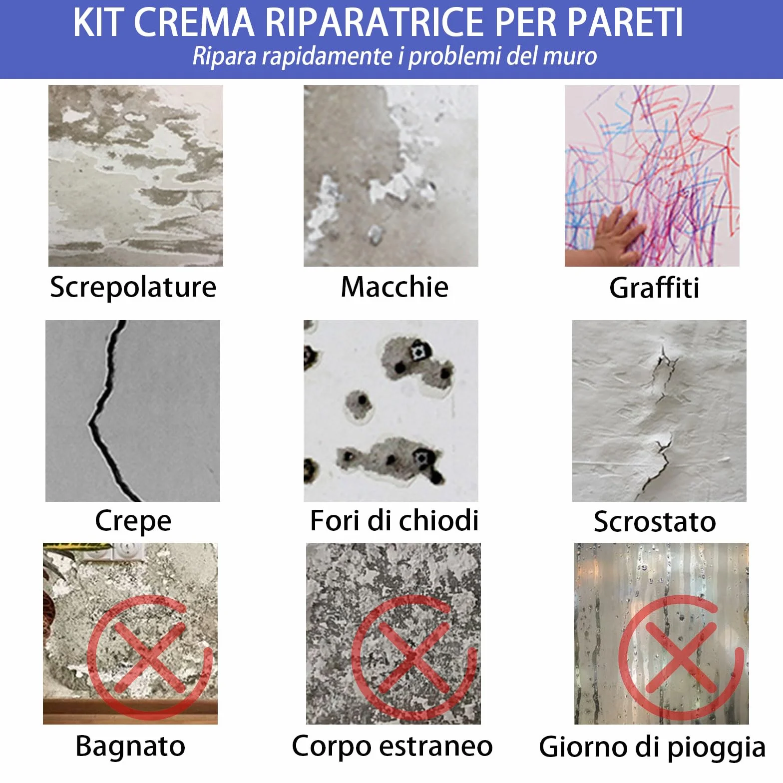 SEISSO Stucco per Muro 500g, Grande Capacità Crema Riparatrice Muri con Raschietto