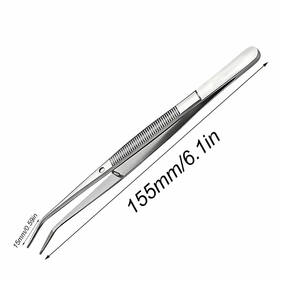 Pinzette in Acciaio Inox Multiuso, 2 Pcs Pinze Curve Lunghe