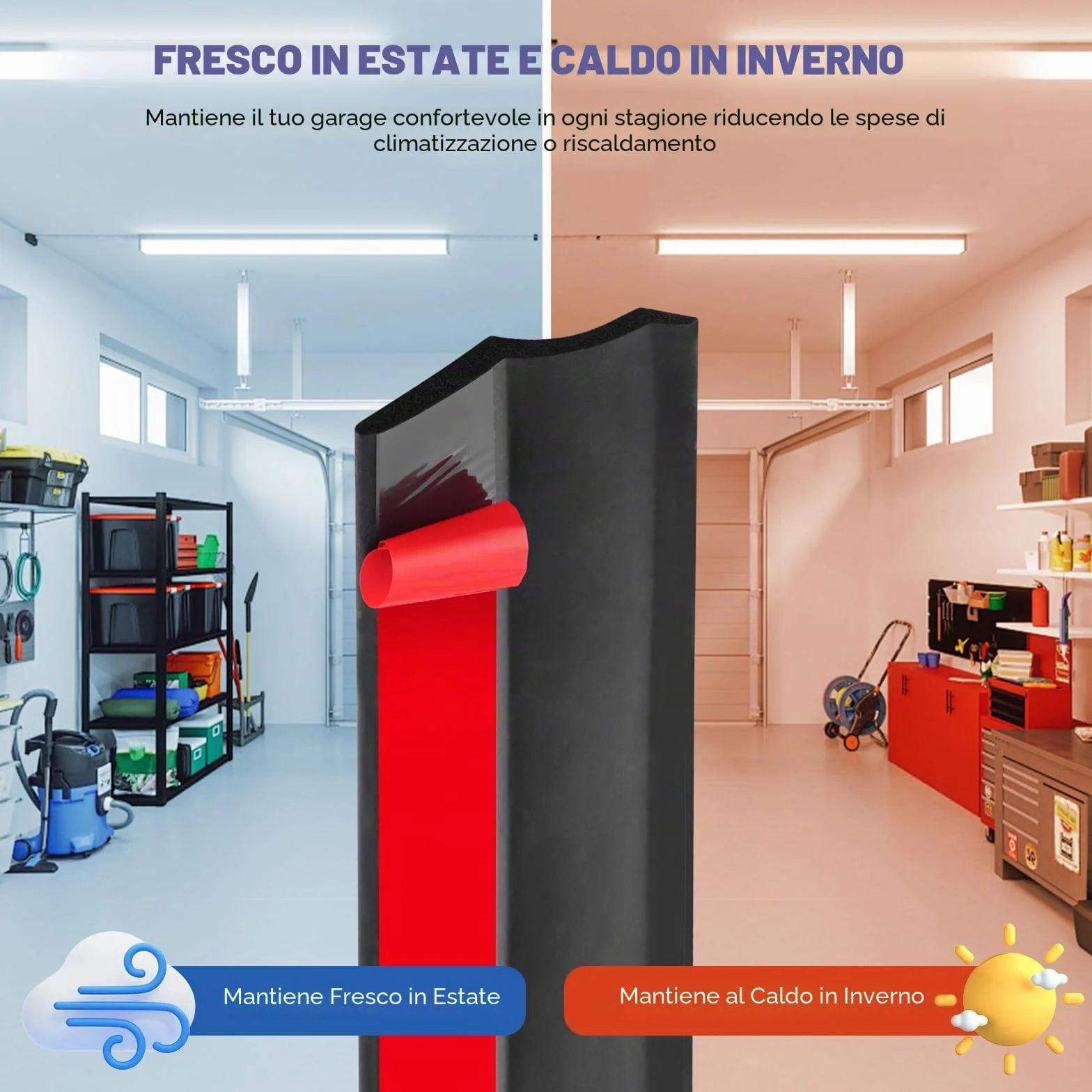 Guarnizione porta garage adesiva universale 3m Gomma espansa con chiodi