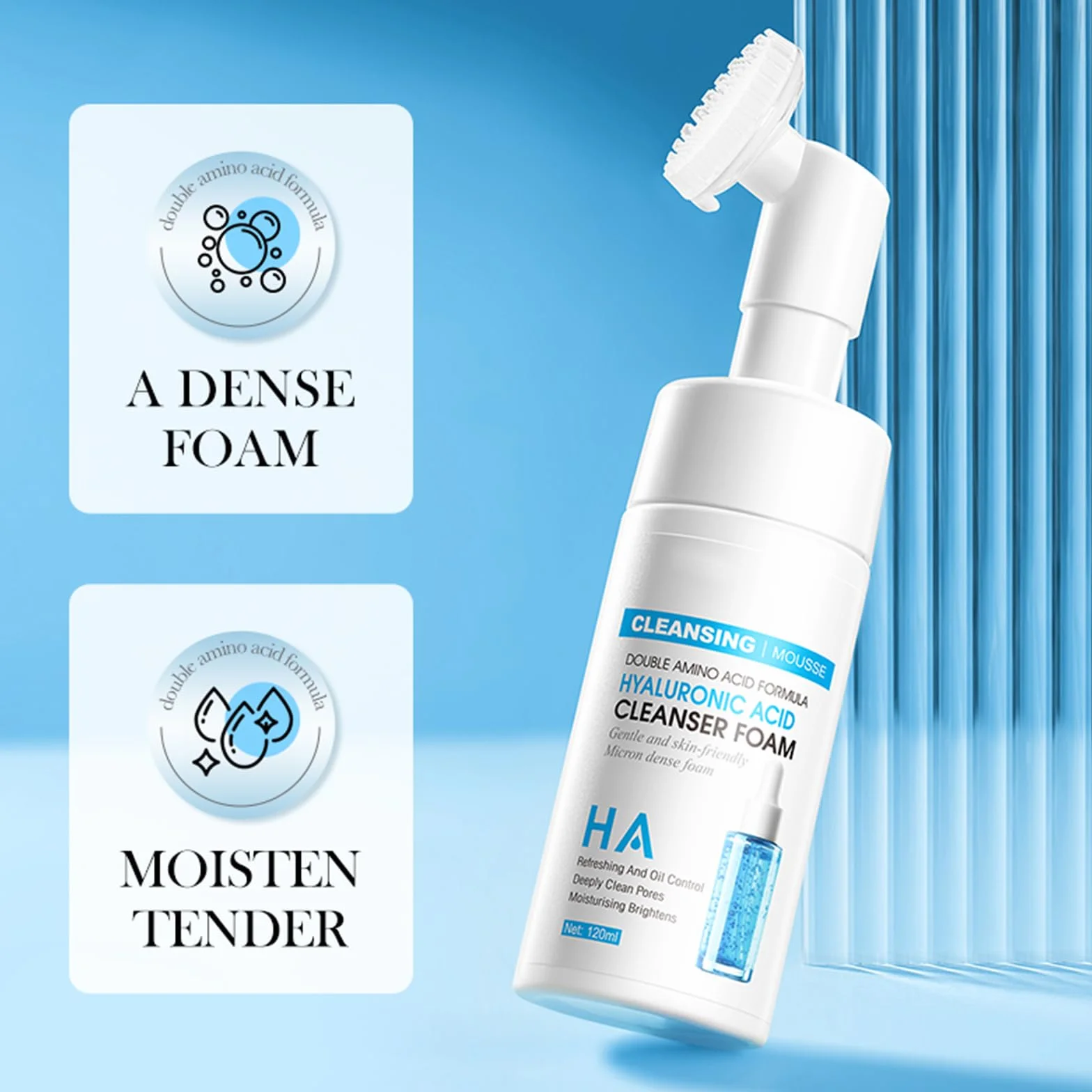 Mousse detergente, schiuma detergente fine organica, cosmetici naturali Schiuma detergente per il viso Schiuma detergente idratante per il viso