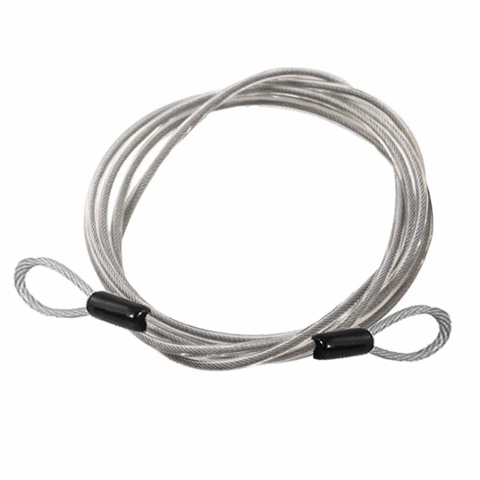 Cavo sicurezza bloccaggio flessibile acciaio intrecciato doppio anello toroidale bicicletta rivestito vinile