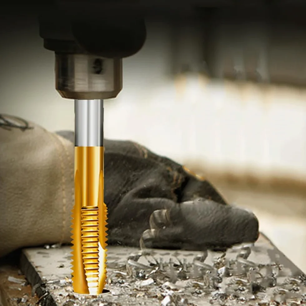 Maschi per Filettatura M3-M8 Titanio Rivestito HSS Strumenti per Maschiatura, 5 Pezzi