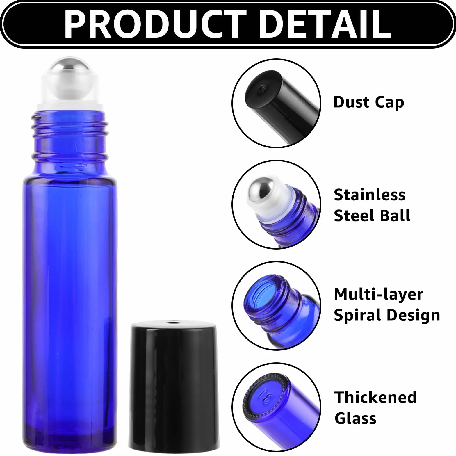 STARVAST 24 bottiglie di vetro Roll-On da 10 ml, con rullo in acciaio inox, ricaricabili per oli essenziali, lozioni e profumi