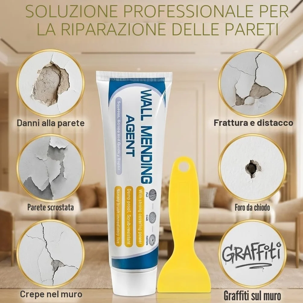 Stucco Bianco Antimuffa per Muro Pronto Veloce in Tubetto Riempitivo per Crepe Graffi e Fori