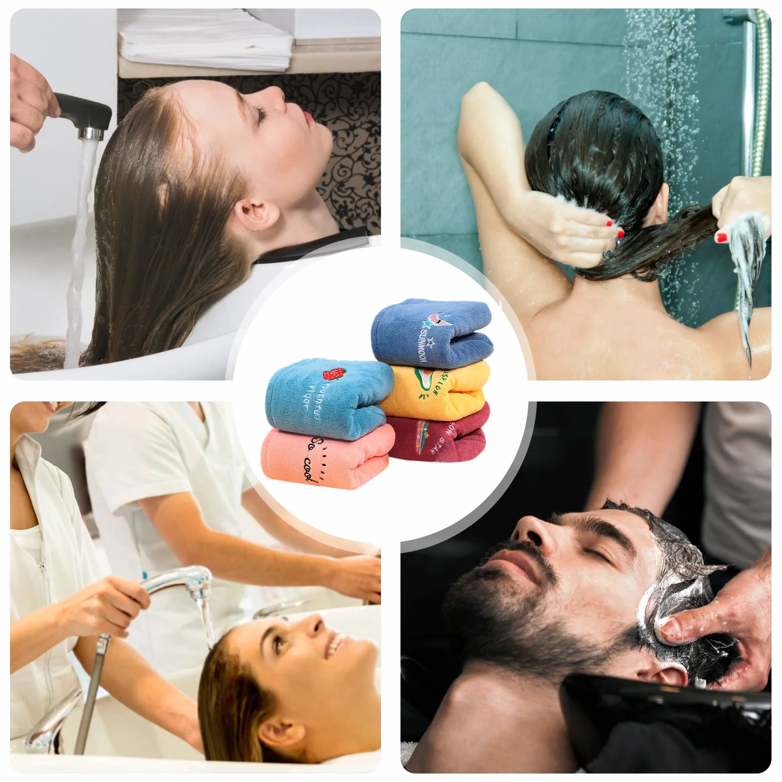 Sporgo 5 Pezzi Asciugamano a Turbante per Capelli, Asciugamano a Turbante con Bottone, Asciugamano a Turbante in Microfibra Super Assorbente ad Asciugatura Rapida per Capelli, Asciugamano per Capelli