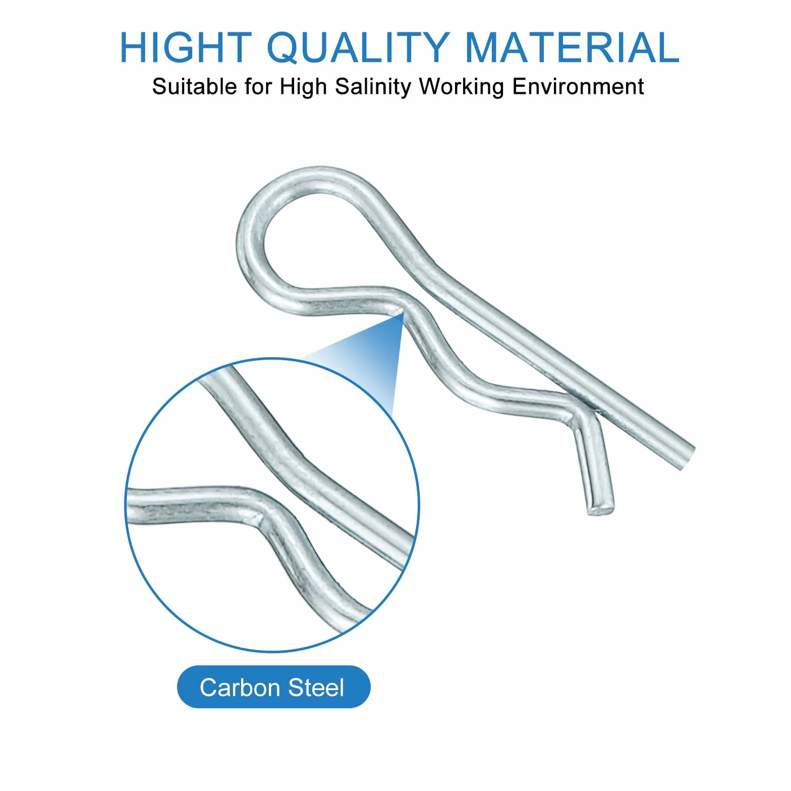 QUARKZMAN Spille a Forcina a Molla Clip a R in Acciaio Carbonio 1mm x 17mm 20pz