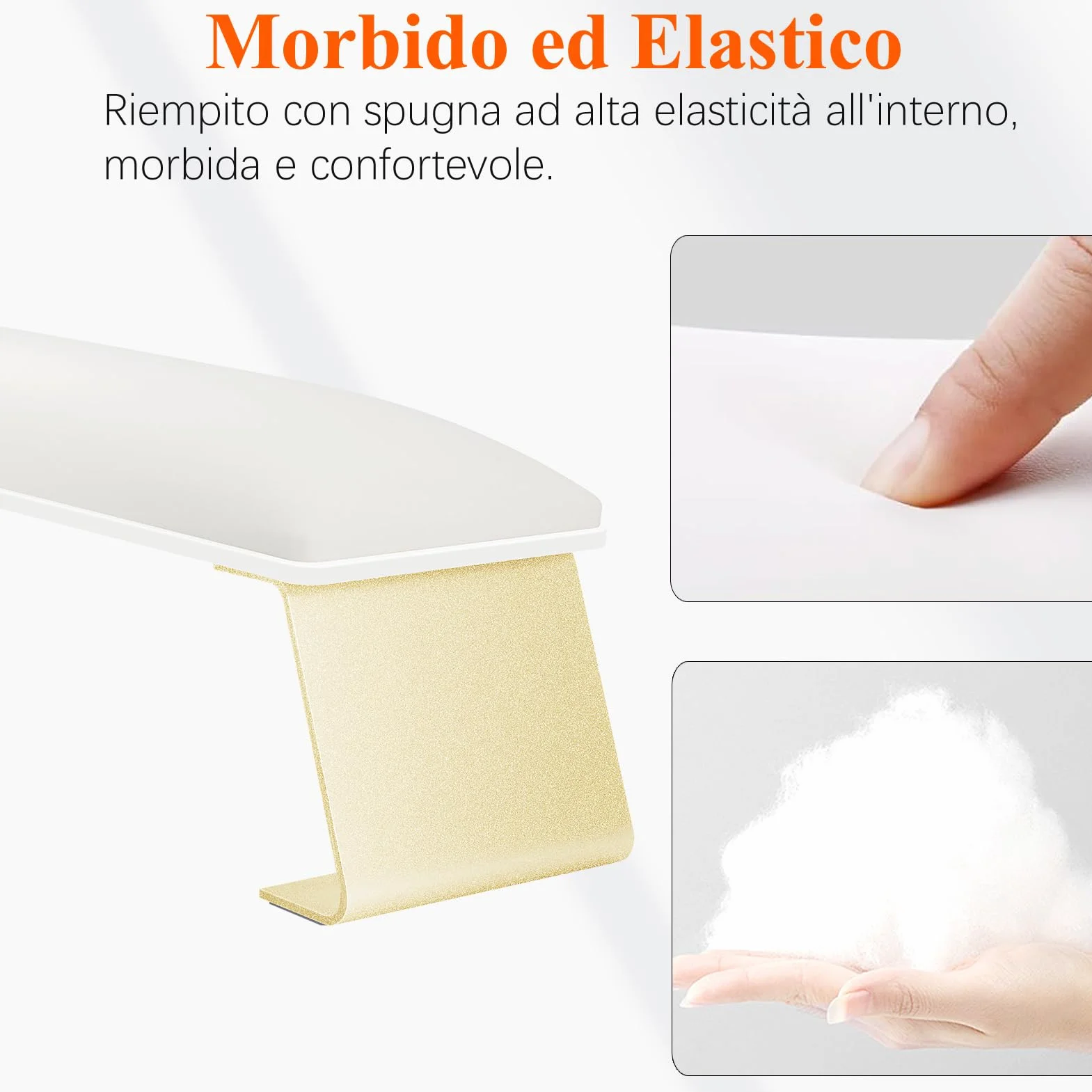 Poggiamano per Unghie Manicure, Cuscino per Manicure Piedi Cuscino per Unghie Poggiabraccia per Unghie Nail Art, con Staffa in Lega di Alluminio (Bianco)