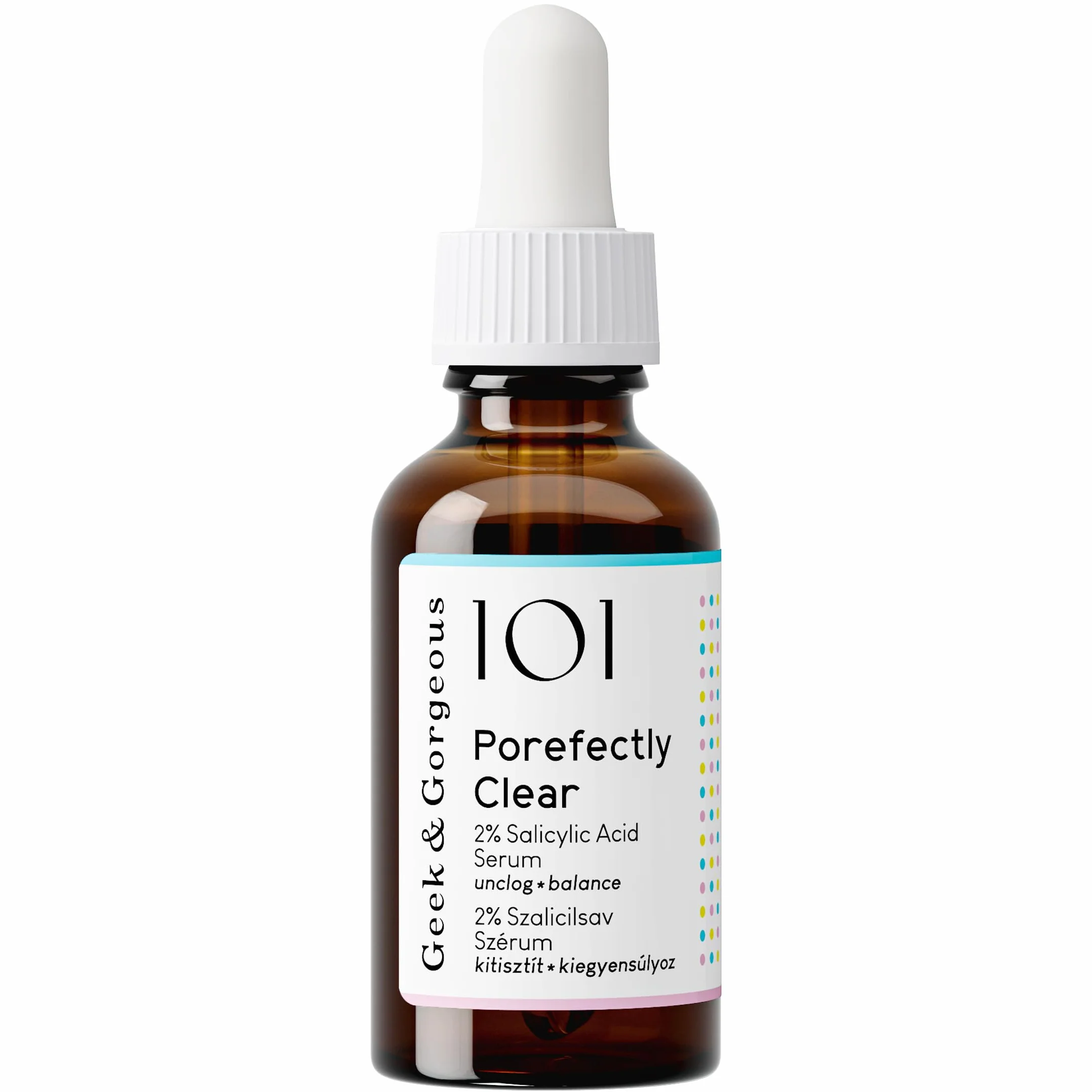 Geek & Gorgeous Porefectly Clear – Siero raffinante dei pori con acido salicilico al 2% e sarcosina – per una pelle più chiara – per pelli miste e grasse – 30 ml