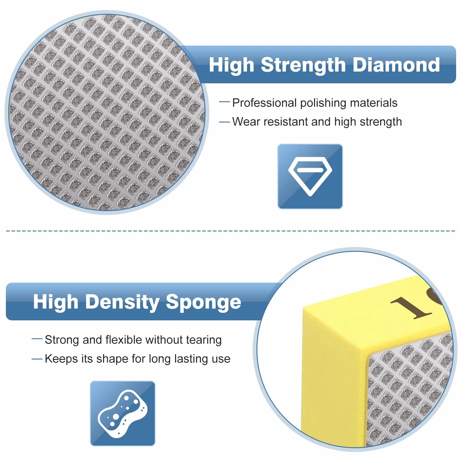 Yosoo Health Gear 4 Pezzi Tamponi Diamantati per Lucidatura a Mano Levigatura Piastrelle Ceramica Pietra Vetro