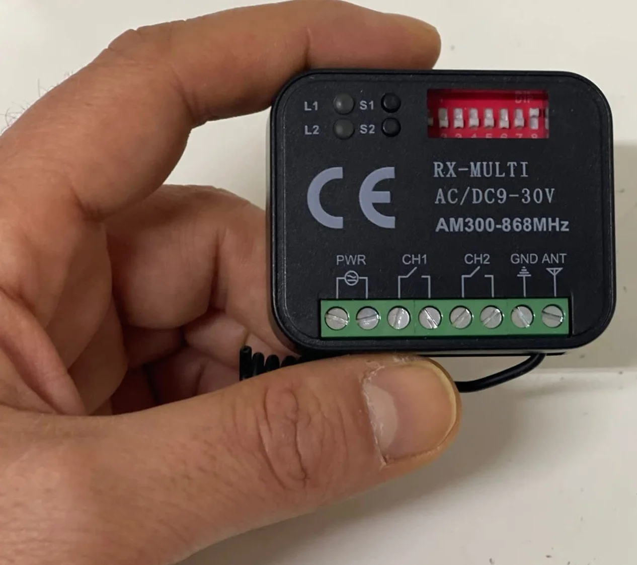 Ricevitore RX Universale Radio Ricevente 2 Canali 433 868 Mhz 12-30V AC DC Codice Fisso Rolling Code Automazione Multi