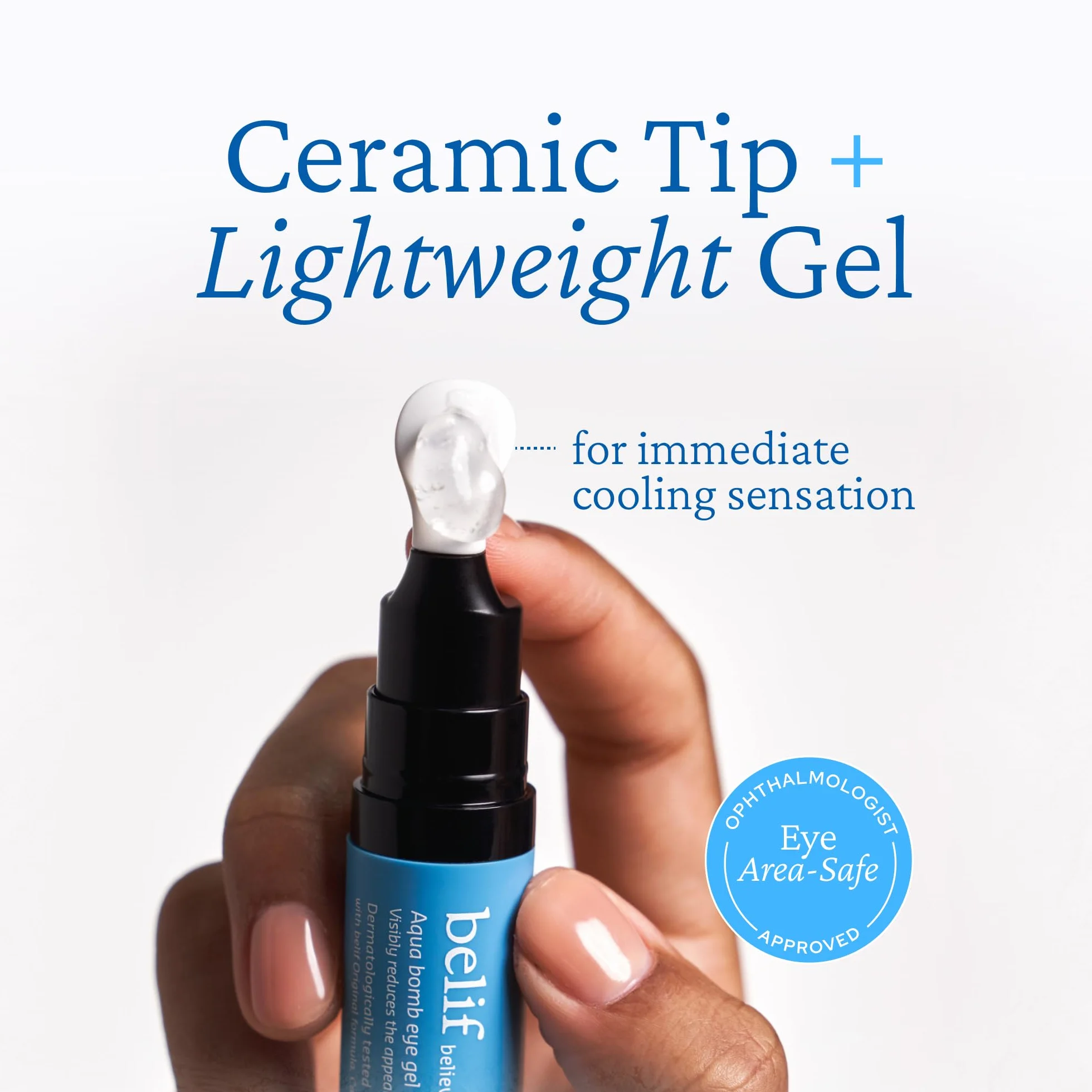 belif Aqua Bomb Cooling Eye Gel - Caffeina & Hyaluronic Acid for Puffiness, Niacinamide & Vitamin C for Dark Circles, Adenosine & Collagen for Firming, Korean Skincare (15ml)