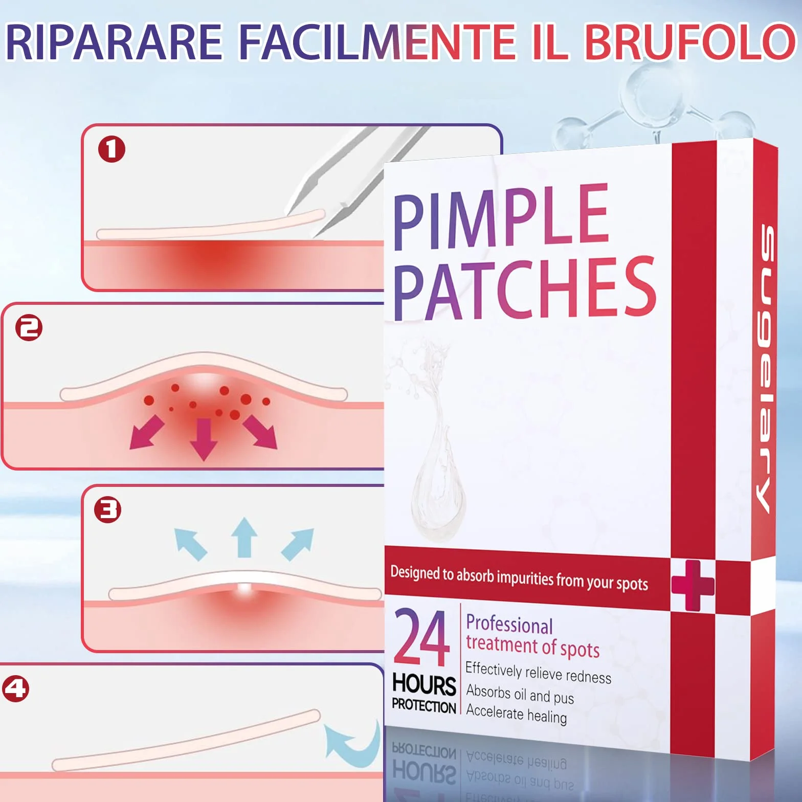 252 Pcs Cerotti Brufoli, 2 In 1 Giorno e Notte Uso Invisibile Naturale Idrocolloide Patch Brufoli, Hydrocolloid Acne Pimple Patch per Il Viso
