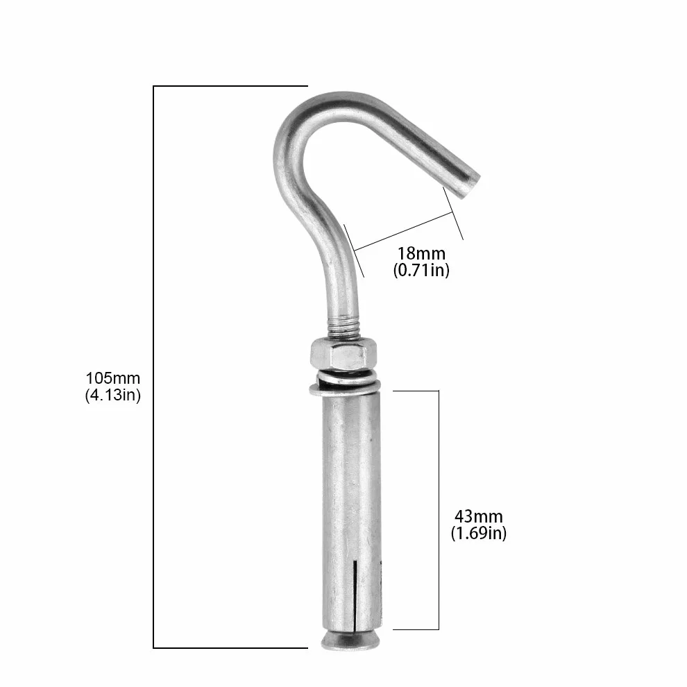 Yasorn Ganci A Vite M8 Acciaio Inox Gancio Resistente Bulloni 5pcs