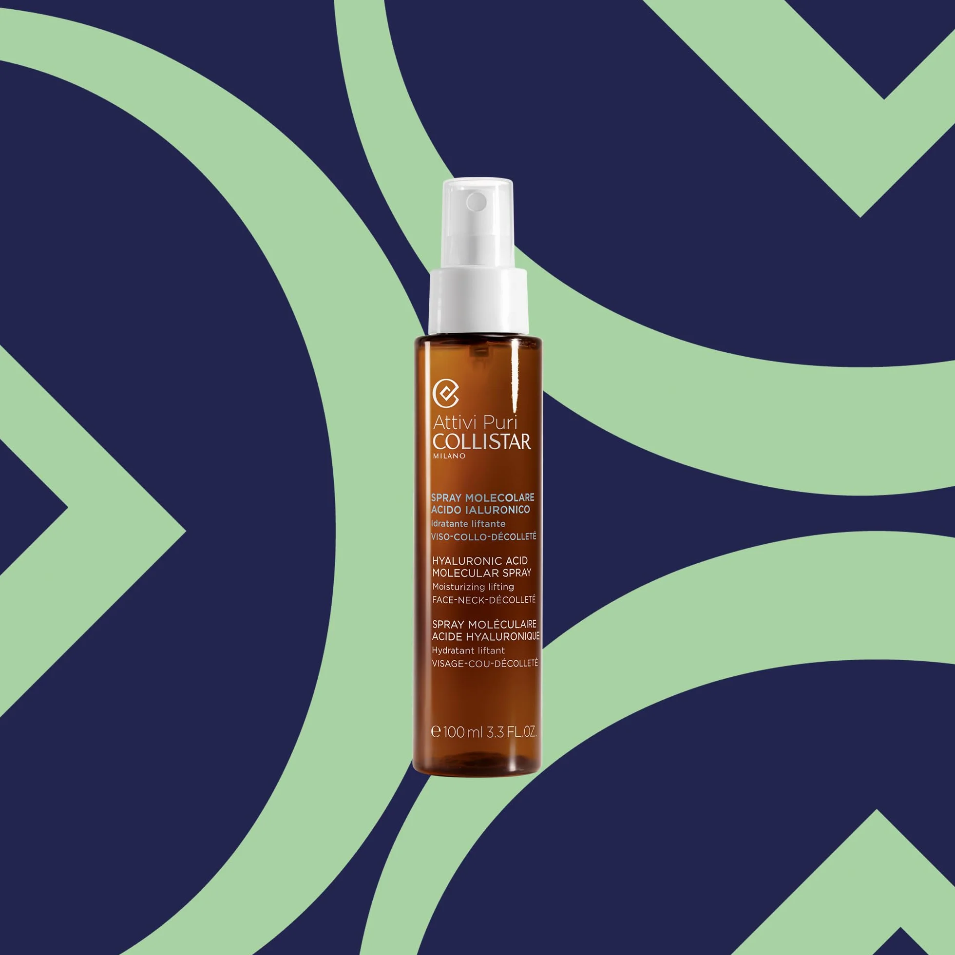 Collistar Attivi Puri Spray Molecolare Acido Ialuronico, Spray Idratante Liftante per Viso, Collo e décolleté, Contrasta le Rughe e Rinfresca il Make-up, per Tutti i Tipi di Pelle, 100 ml