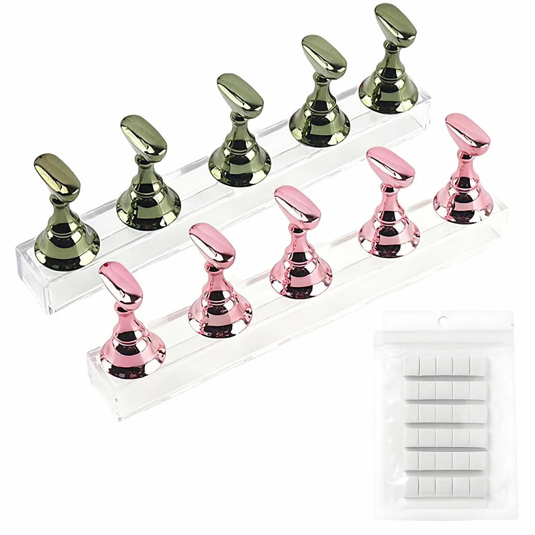 Set di 2 Supporti per Pratica Unghie in Acrilico, Porta Punta Magnetico, Supporto per Pratica Nail Art, Espositore per Unghie, Supporto per Punta Unghie