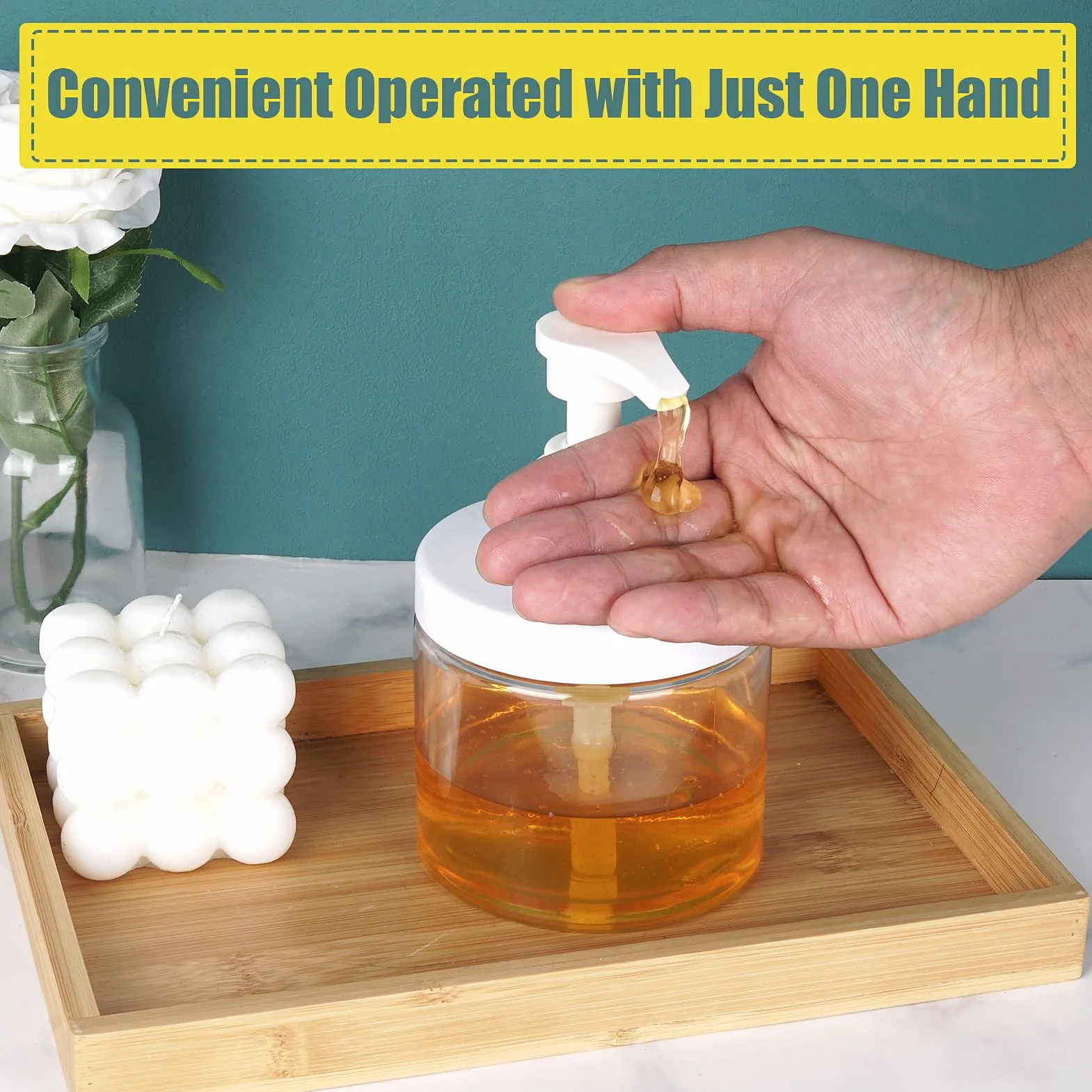 Dispenser Per Flaconi Con Pompetta 2 Pezzi 500ml/16.9oz Flaconi Con Pompetta Ricaricabili In Plastica A Bocca Larga Stile Barattolo Senza BPA Flaconi Vuoti Con Pompetta Per Bagno Doccia Contenitori