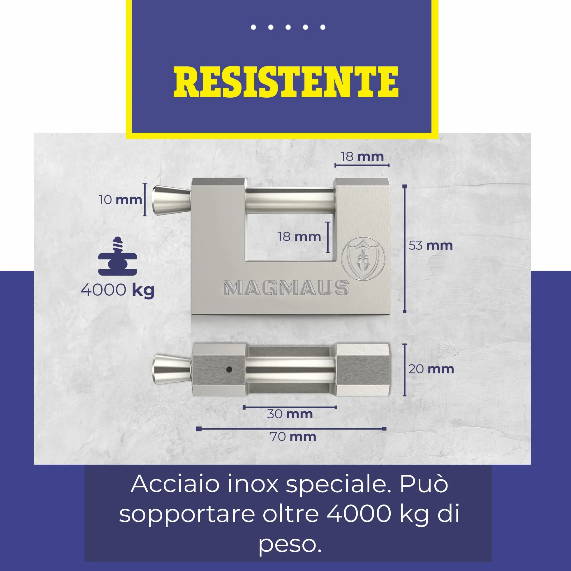 Magmaus® Lucchetti da esterno in acciaio inox RTL/70 Alta sicurezza resistenti per container