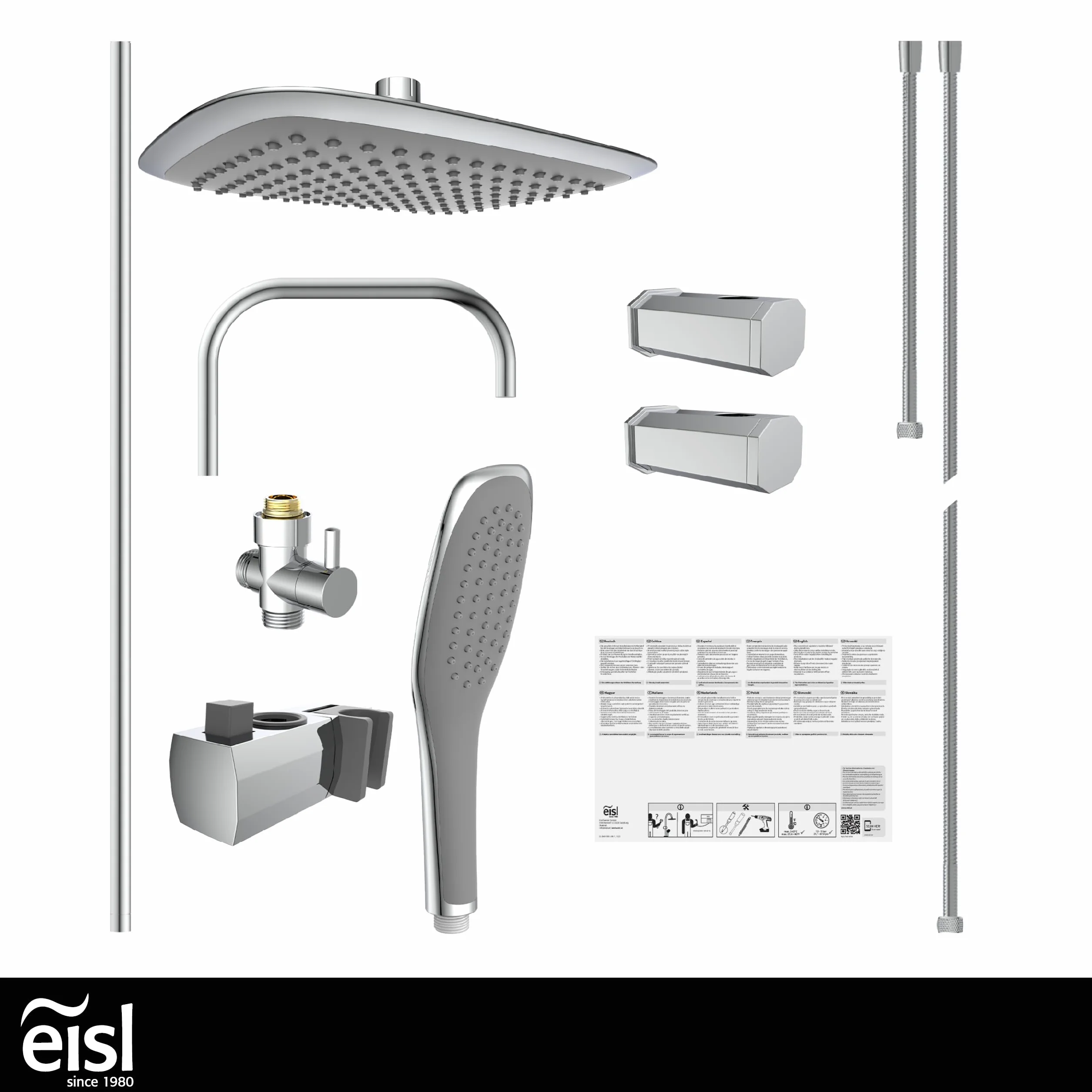 EISL EASY FRESH DX12006 Set doccia senza rubinetto colonna doccia pioggia grande doccetta cromato