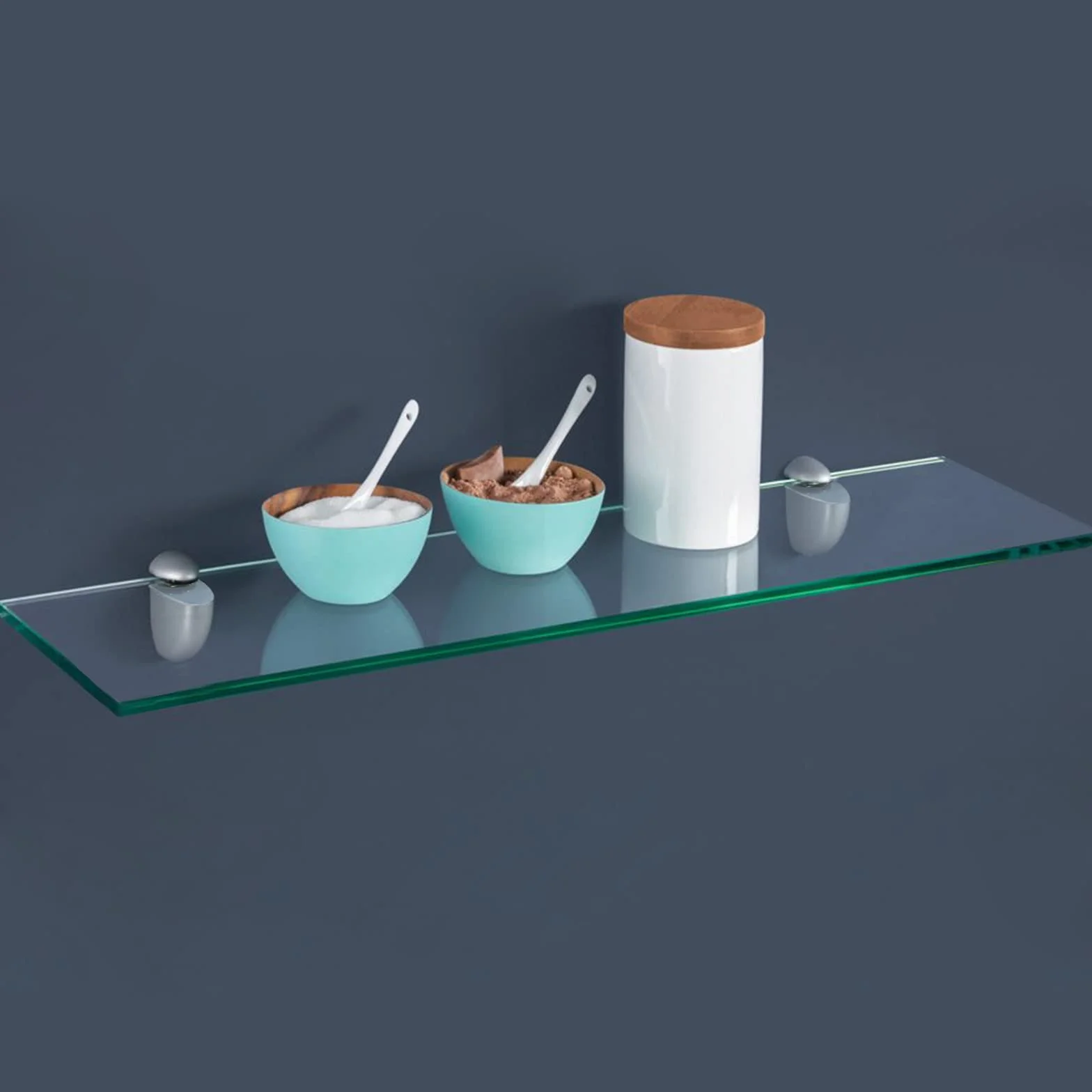 Randaco Mensola in vetro trasparente 8mm ESG vetro di sicurezza con supporto a parete per bagno