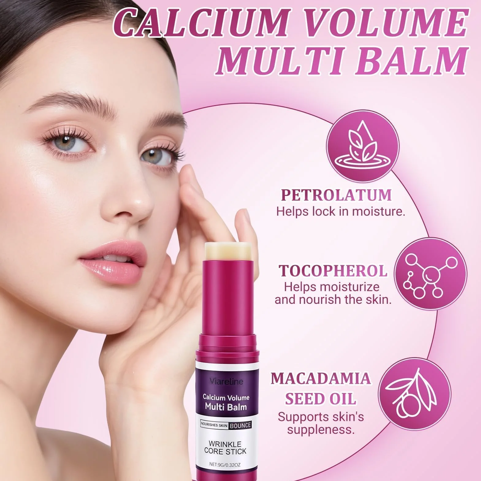 Balsamo multiuso al calcio+maschera per gli occhi,balsamo multiplo volume al calcio,stick idratante al collagene,stick coreano antietà e rassodante per la cura della pelle.