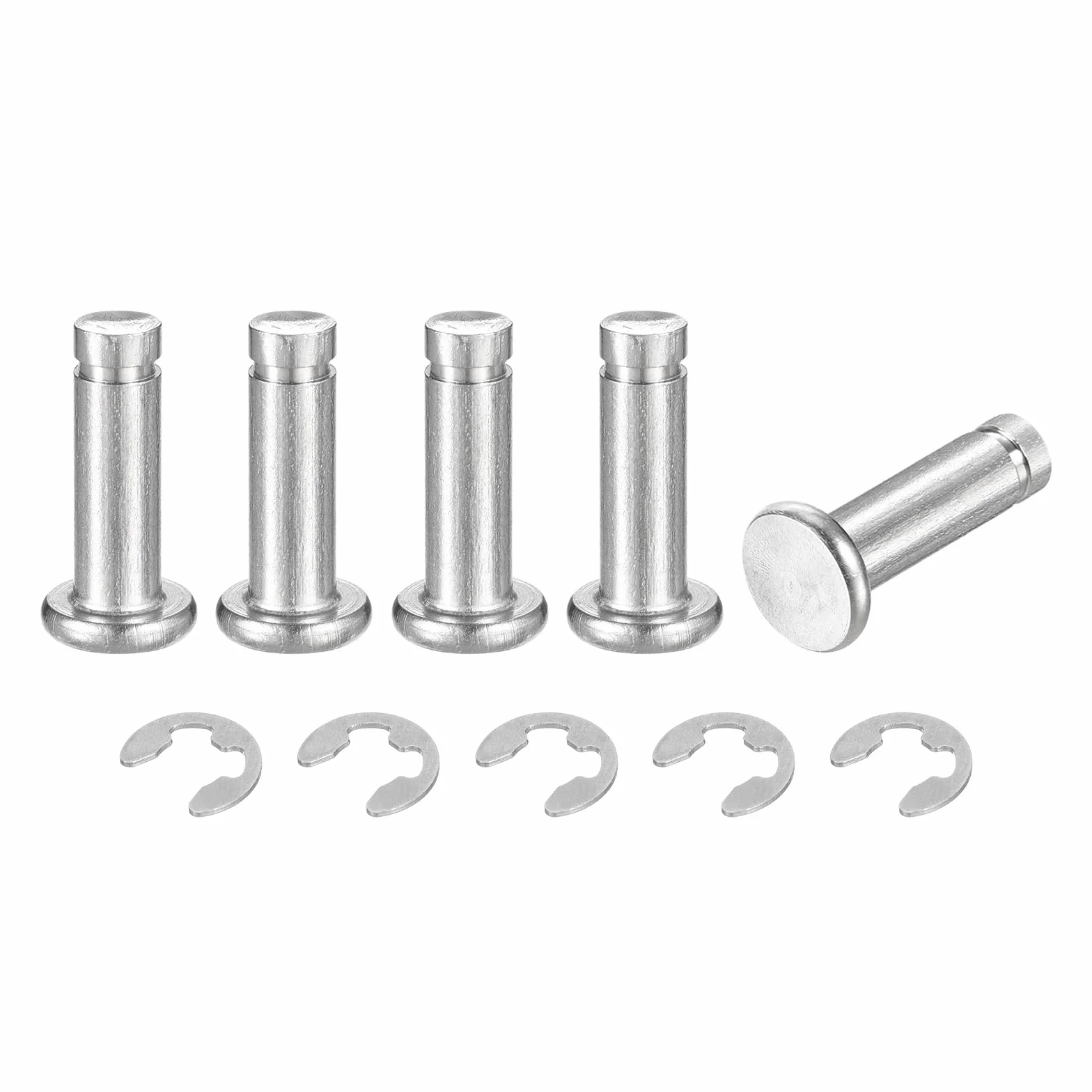 QUARKZMAN M5x16mm Perno Posizionamento Cilindrico Acciaio Inossidabile 304, Testa Piatta con Clip Fissaggio Argento