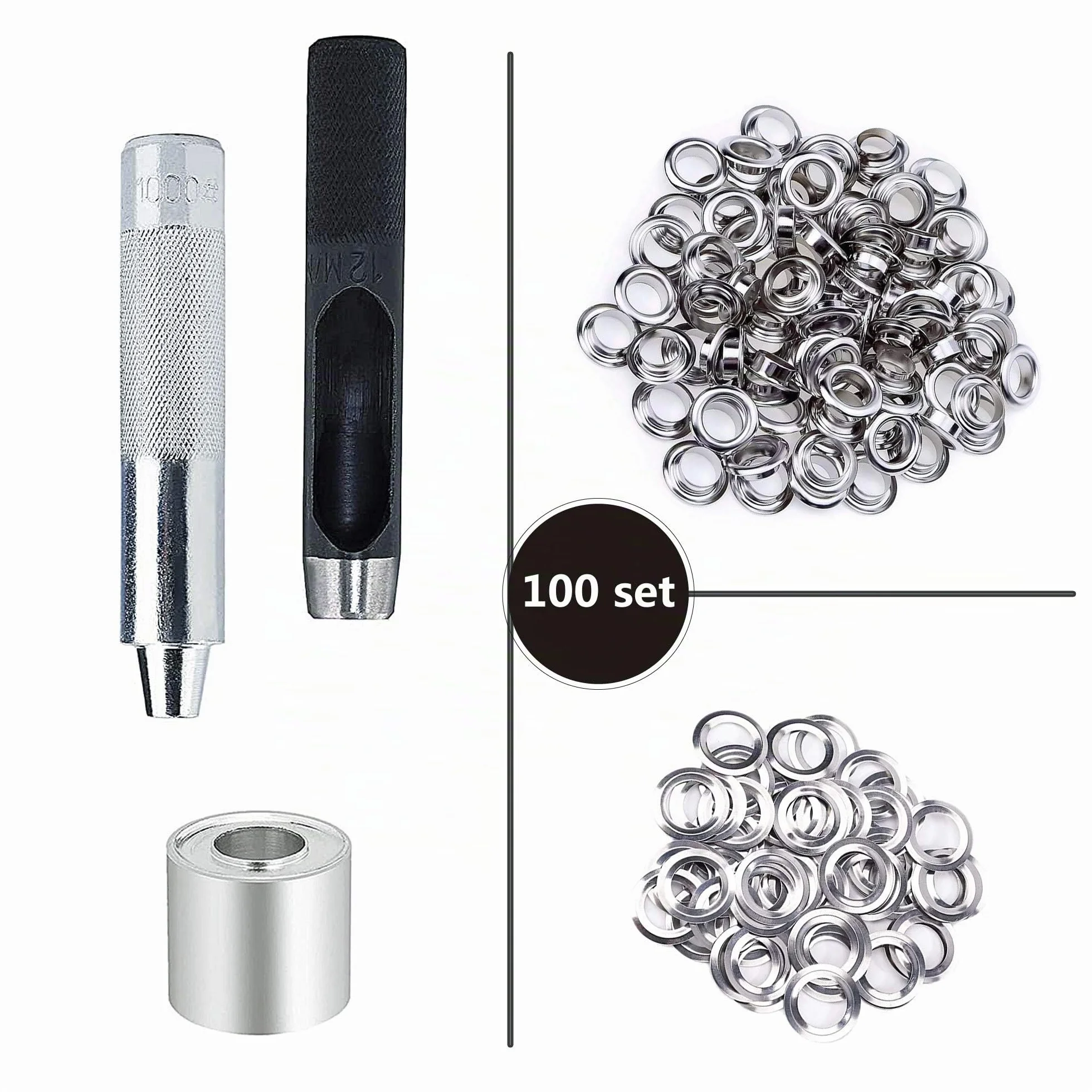 Occhiello Grommet Kit Professionale 12mm Rondelle Metallici per Scarpe Borse Abbigliamento Teloni
