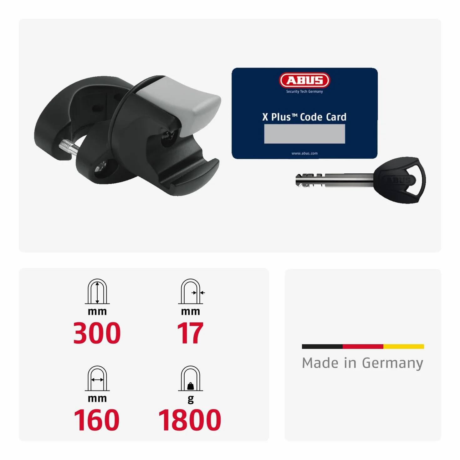ABUS U-Lock Granit XPlus 540 Lucchetto per Bicicletta Serratura parabolica Livello di Sicurezza 15
