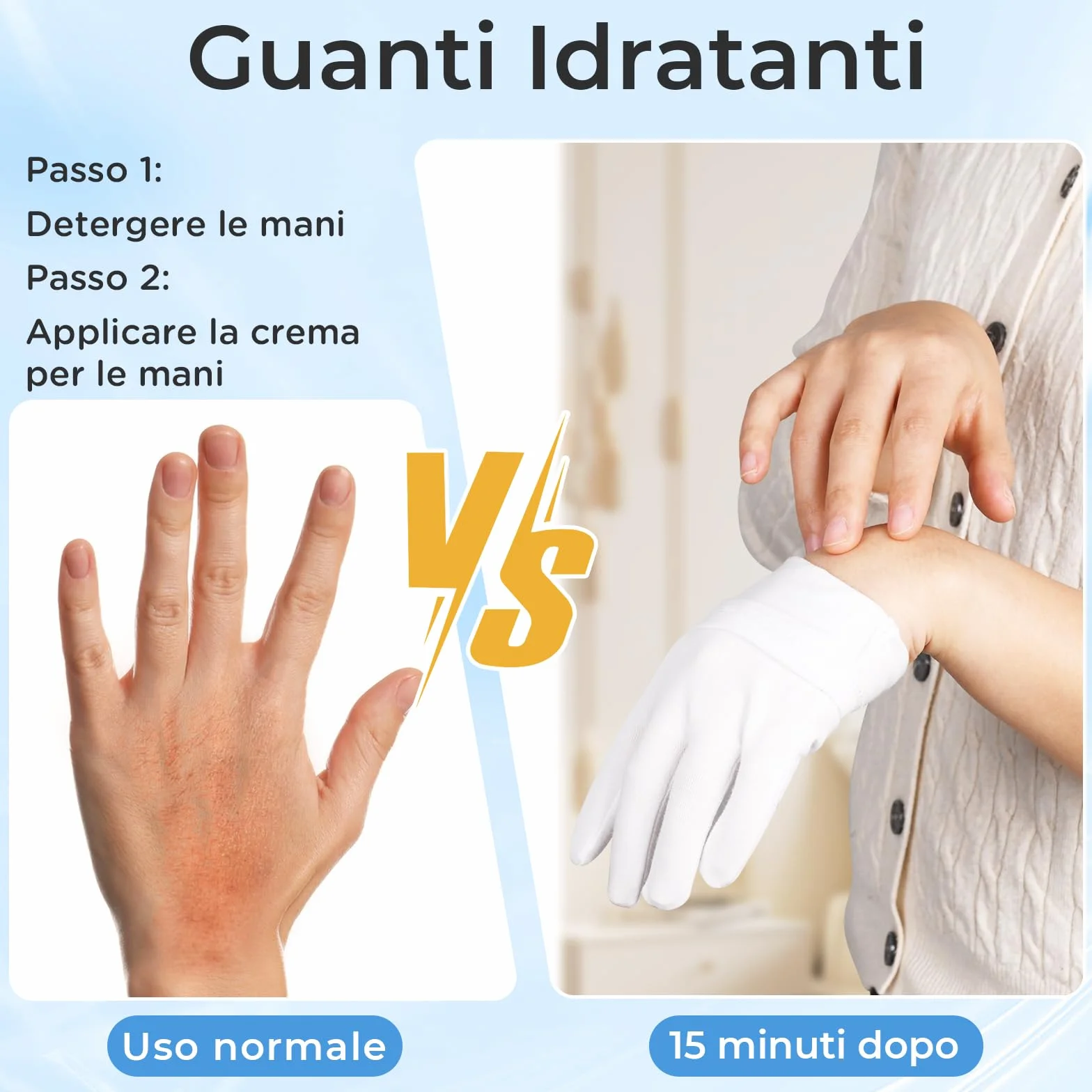 Donfri 5 Paia Guanti Cotone Bianchi per Eczema - Guanti da Lavoro Fini - Guanti Idratanti Dermatologici- Guanti di Cotone per Dermatiti,Mani Secche, Crema e Maschera Mani