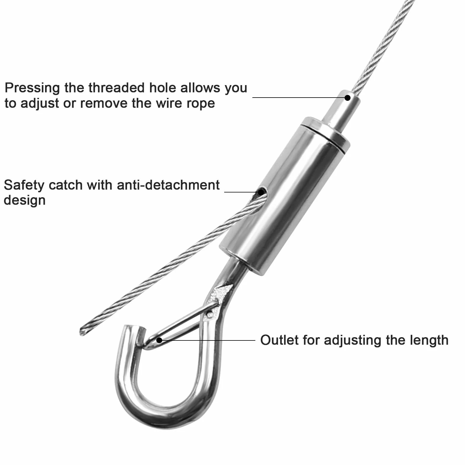 Fune in Filo d'Acciaio 6 Pezzi 1.5mm Cavo di Sicurezza Acciaio Inox con Gancio - 2m Carico Max 25 KG